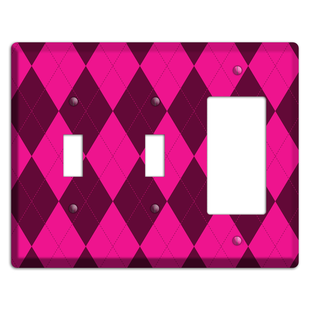 Fuschia Argyle 2 Toggle / Rocker Wallplate