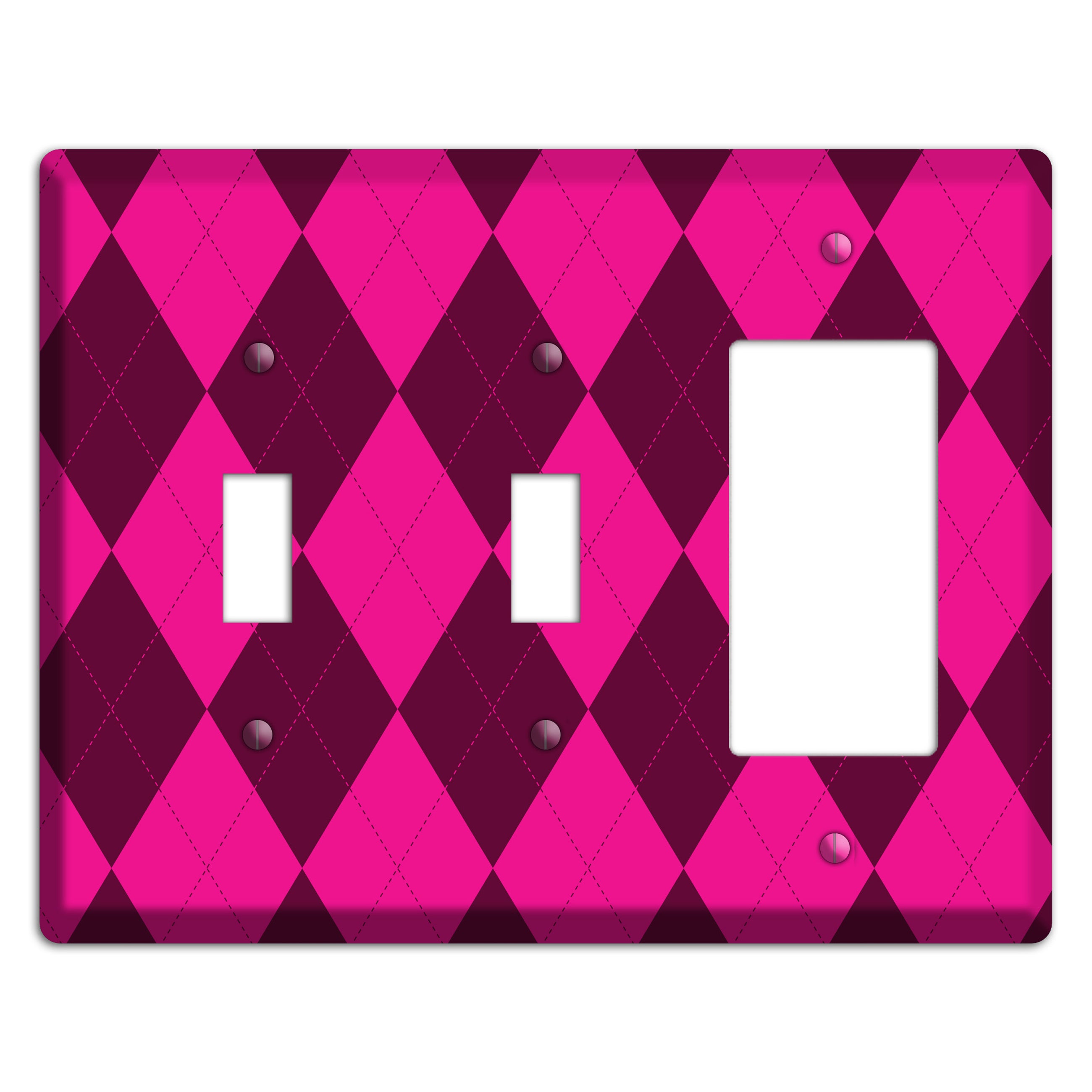 Fuschia Argyle 2 Toggle / Rocker Wallplate