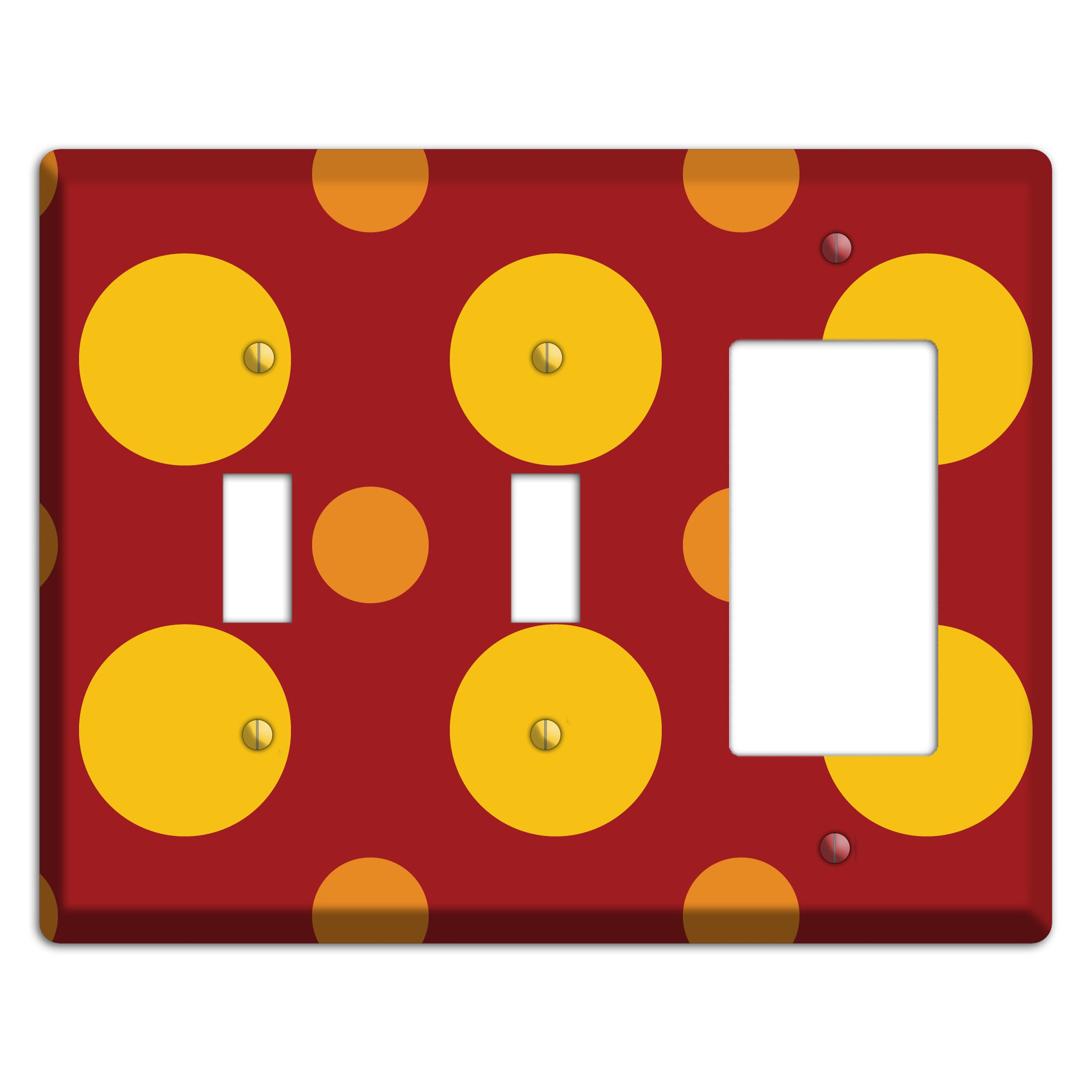 Red with Multi Orange Multi Medium Polka Dots 2 Toggle / Rocker Wallplate