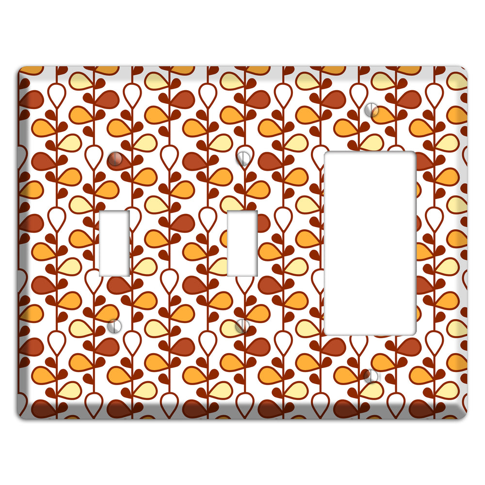 White with Red and Orange Drop and Vine 2 Toggle / Rocker Wallplate