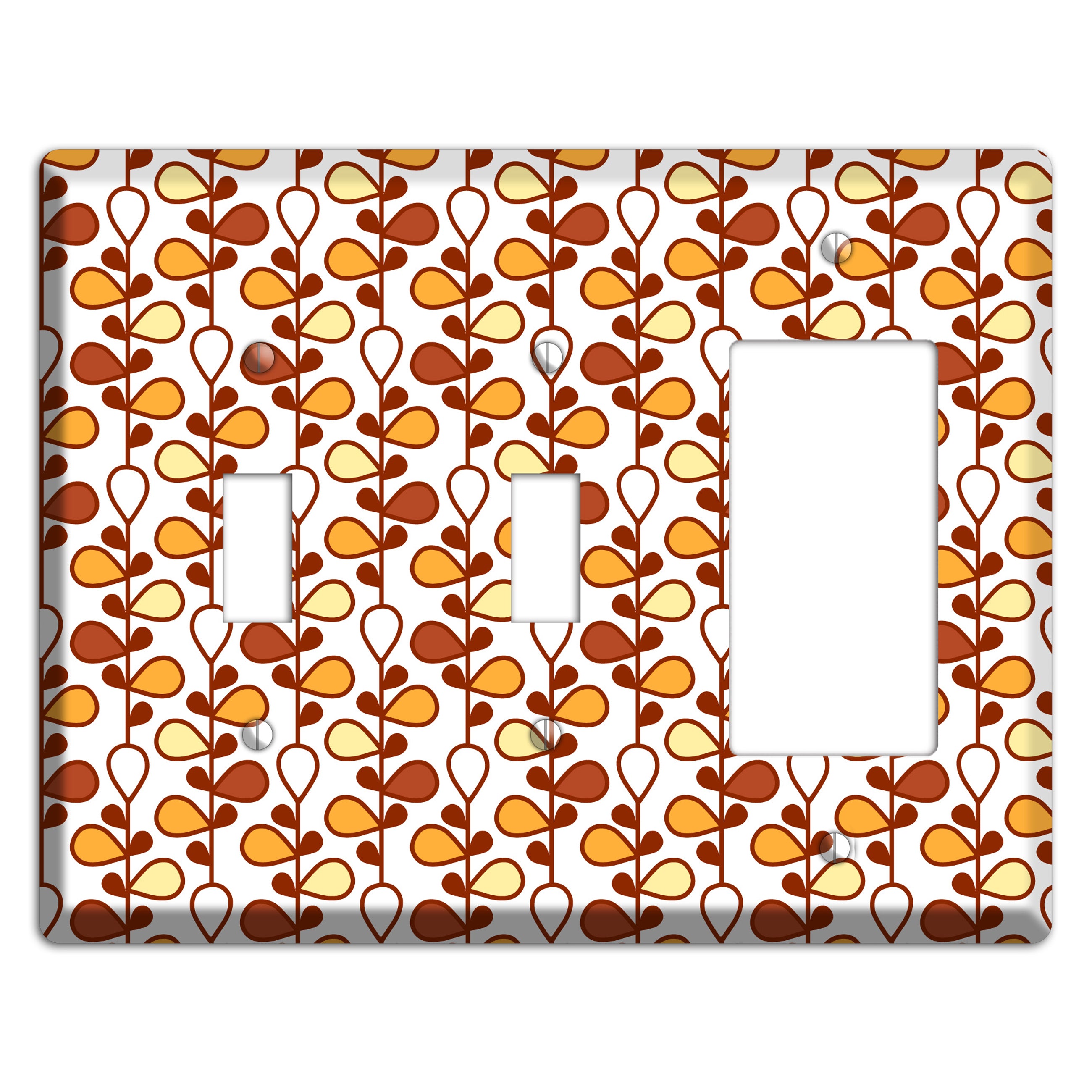 White with Red and Orange Drop and Vine 2 Toggle / Rocker Wallplate