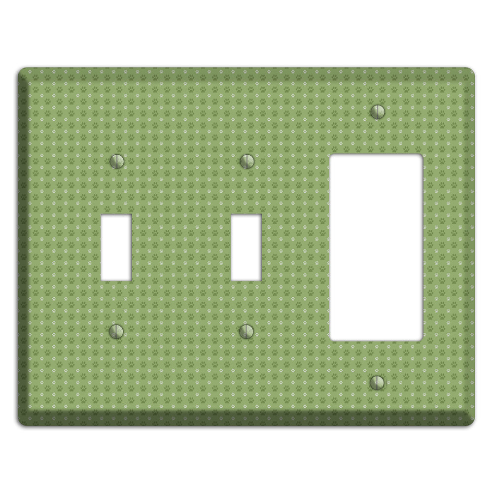 Green Paw Prints 2 Toggle / Rocker Wallplate