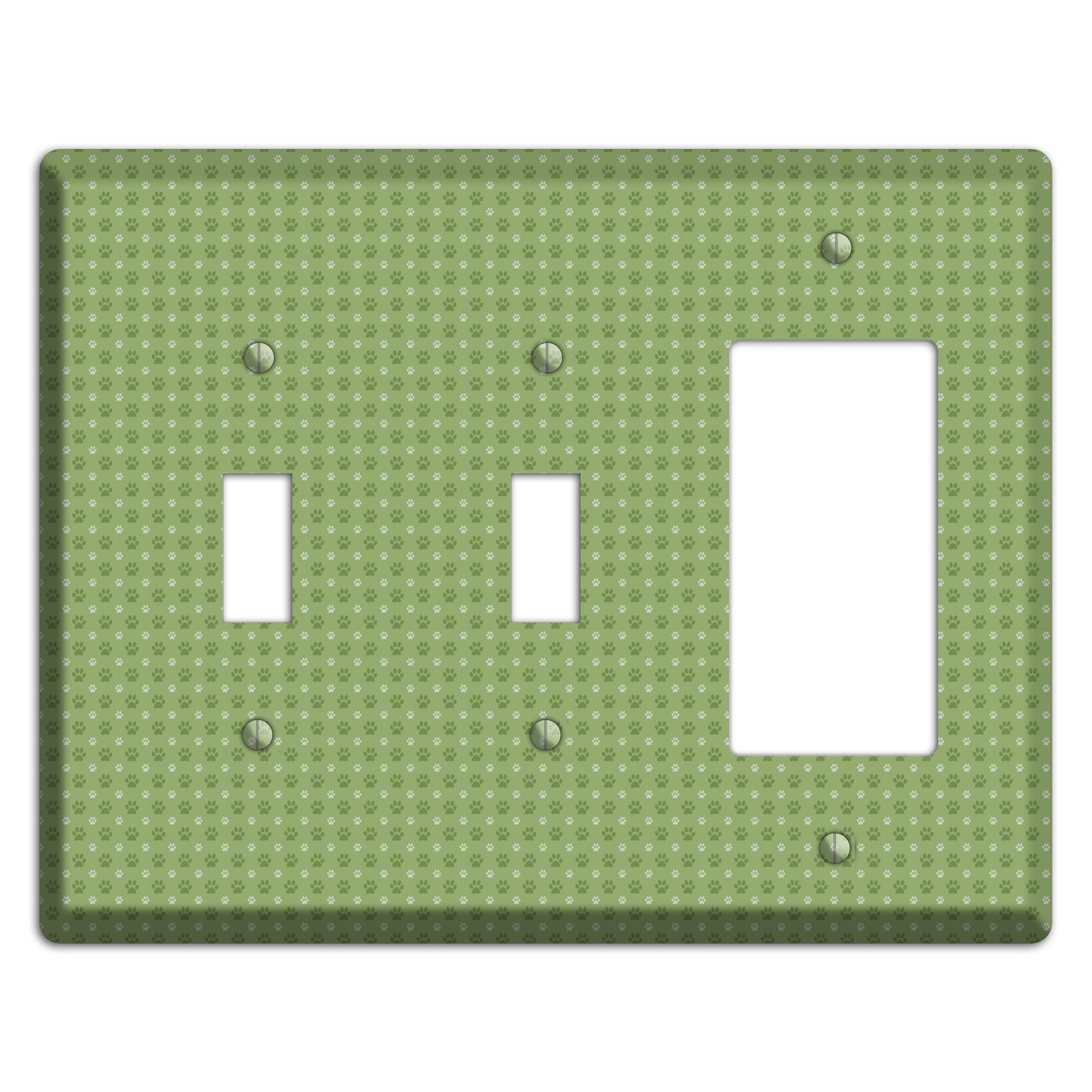 Green Paw Prints 2 Toggle / Rocker Wallplate