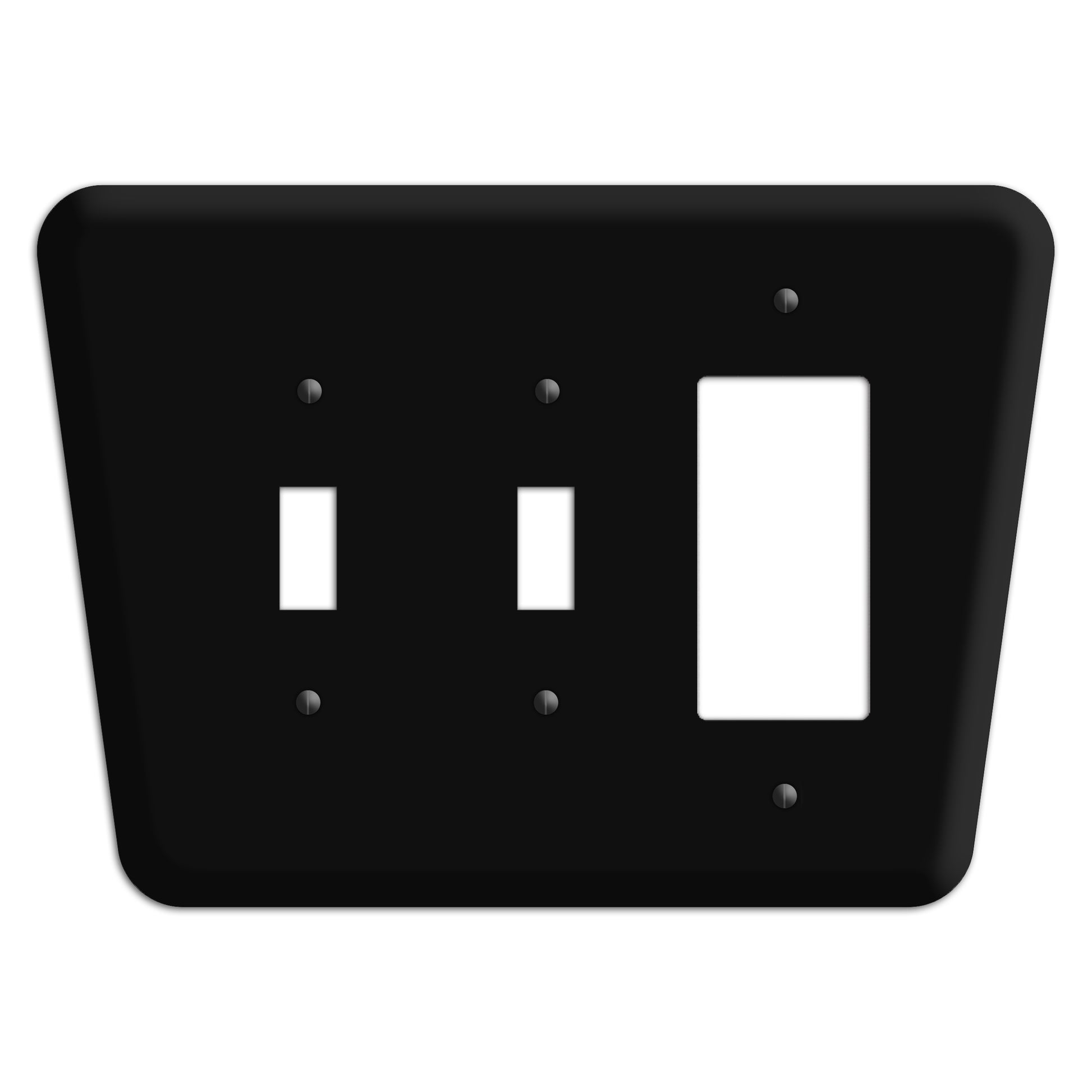 Matte Black Mid-Century 2 Toggle / Rocker Wallplate