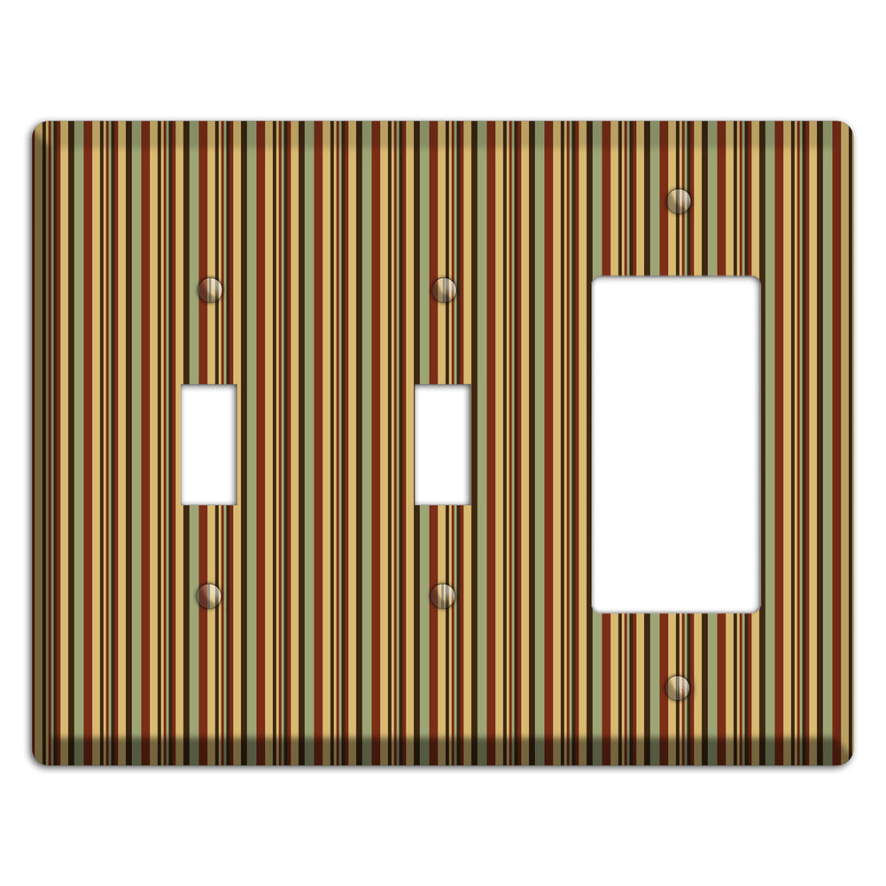 Red and Green Stripes 2 Toggle / Rocker Wallplate