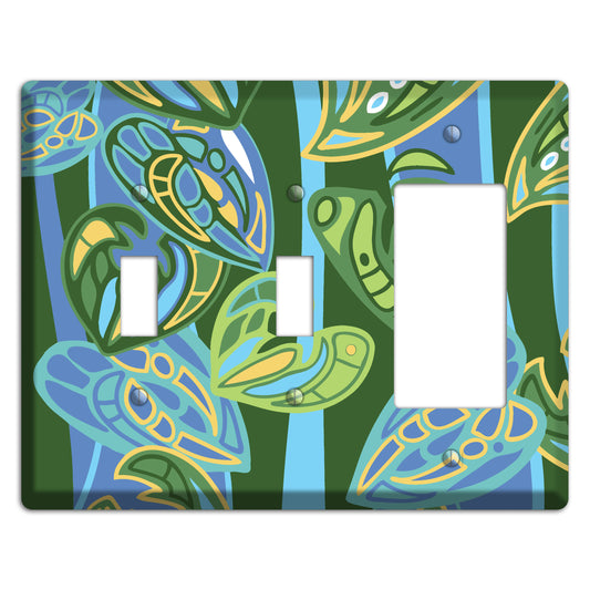 Pacific Blue and Green 2 Toggle / Rocker Wallplate