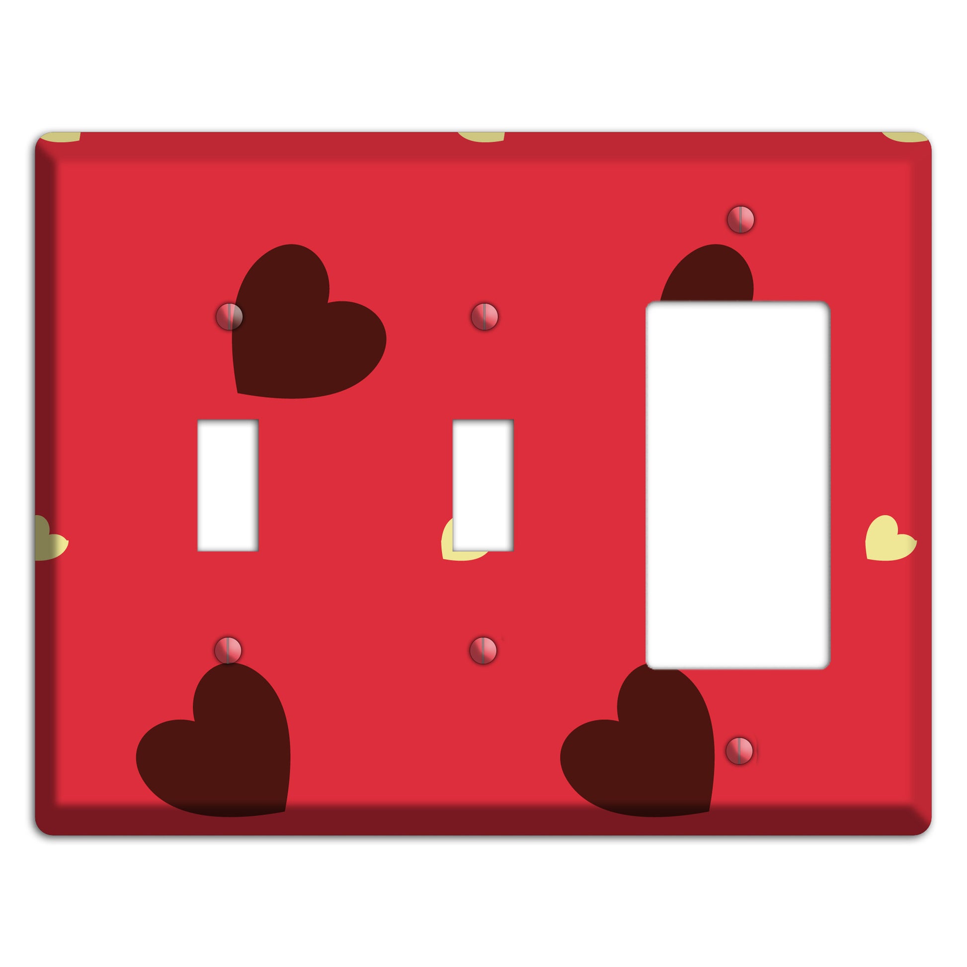 Red with Hearts 2 Toggle / Rocker Wallplate