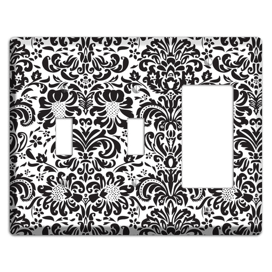 White with Black Toile 2 Toggle / Rocker Wallplate