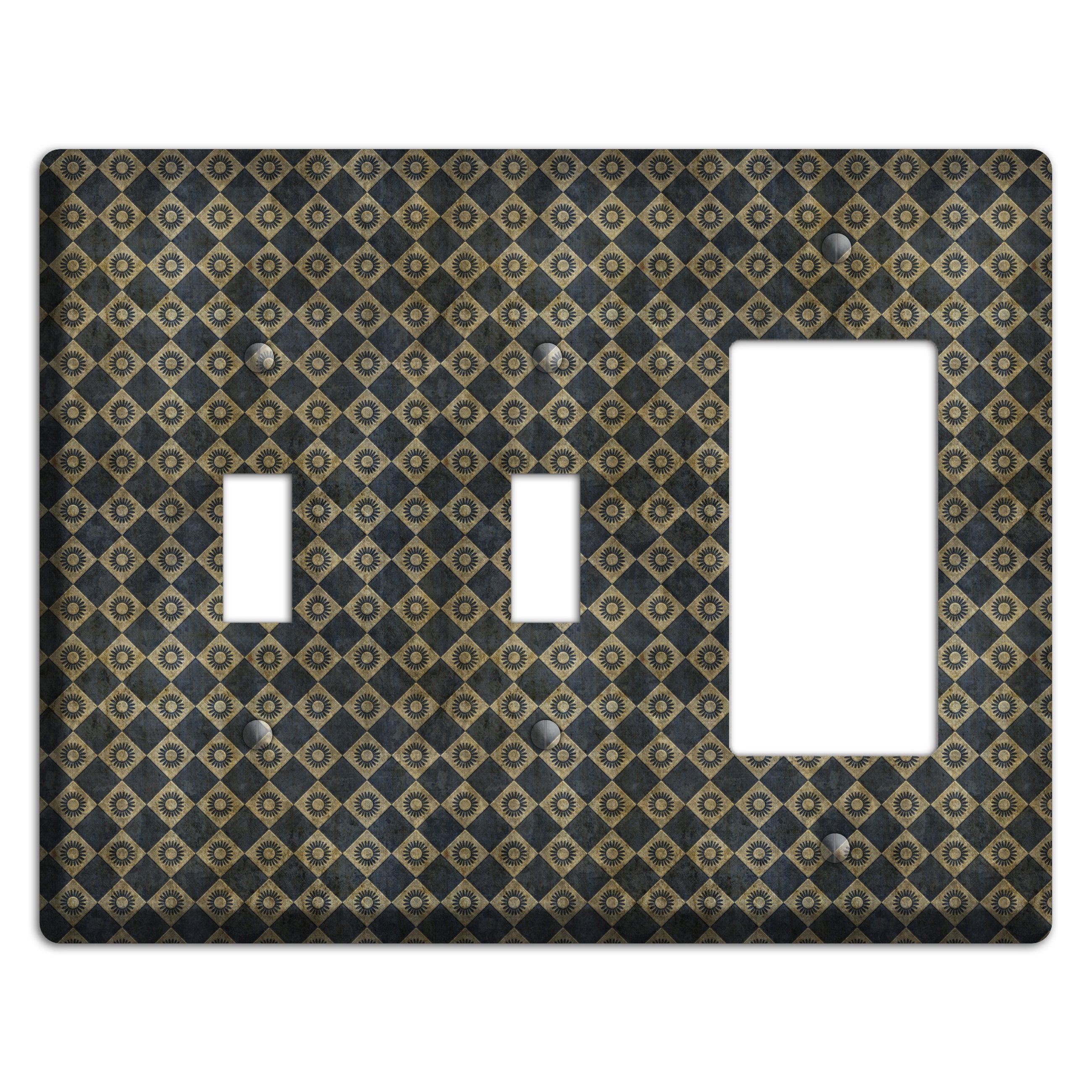 Black and Grey Diamond Circles 2 Toggle / Rocker Wallplate