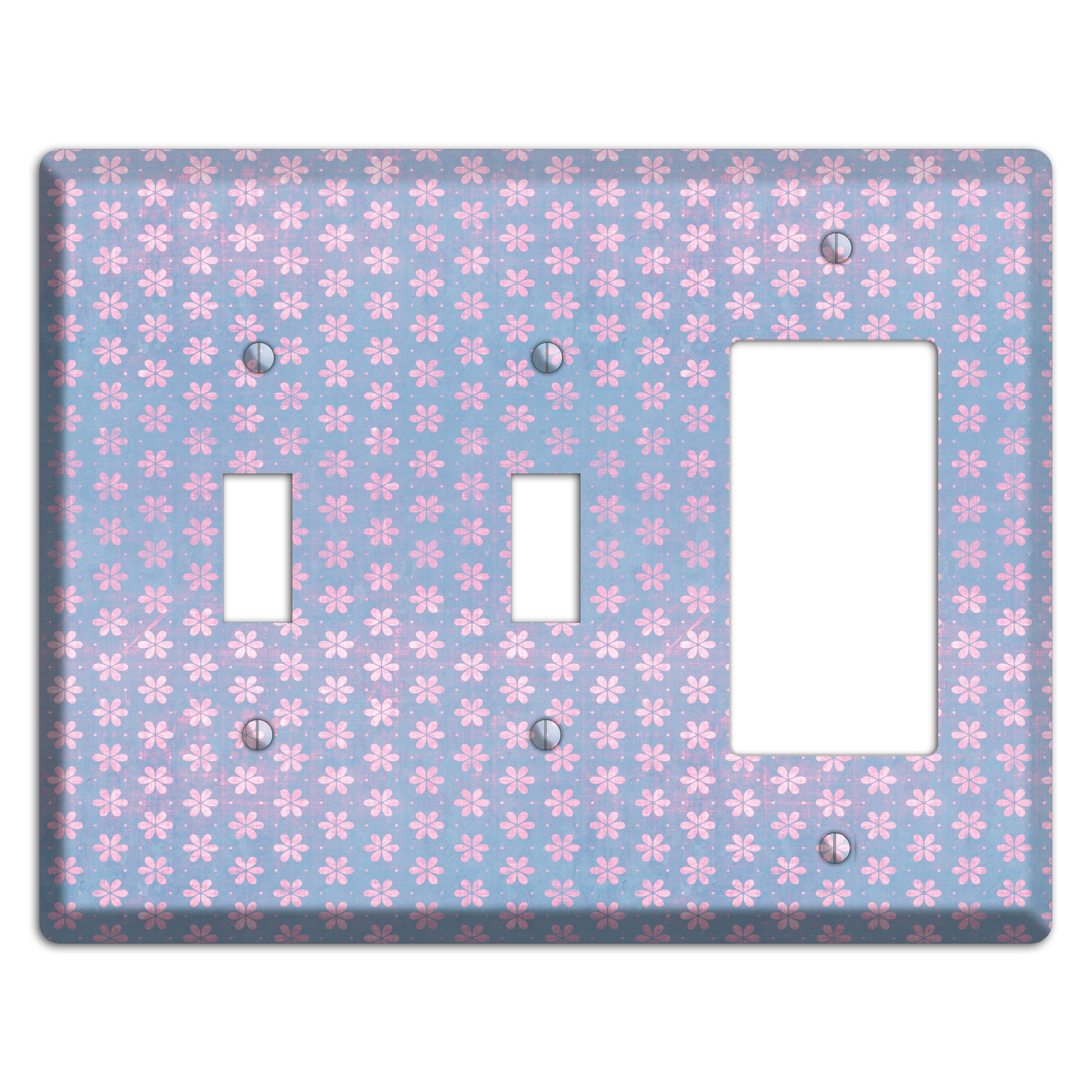 Periwinkle Grunge Floral Contour 2 Toggle / Rocker Wallplate