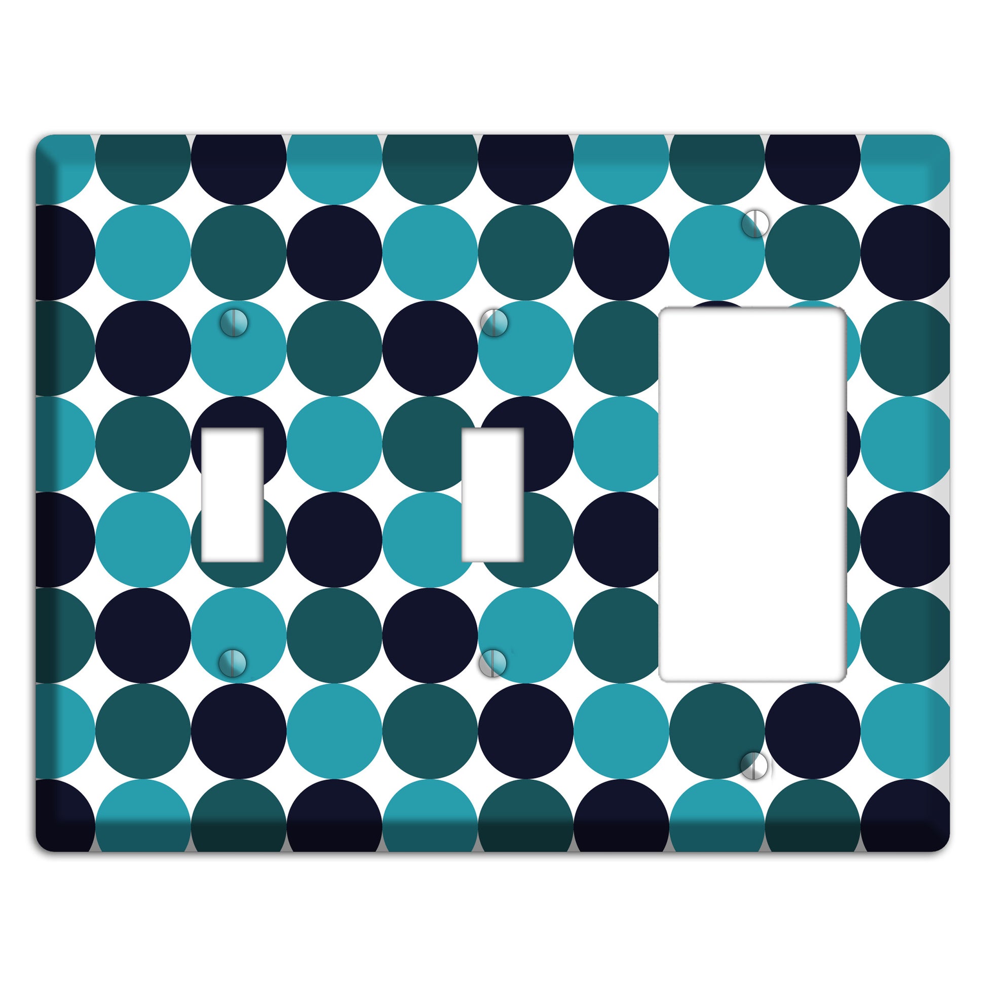 Multi Aqua Tiled Dots 2 Toggle / Rocker Wallplate