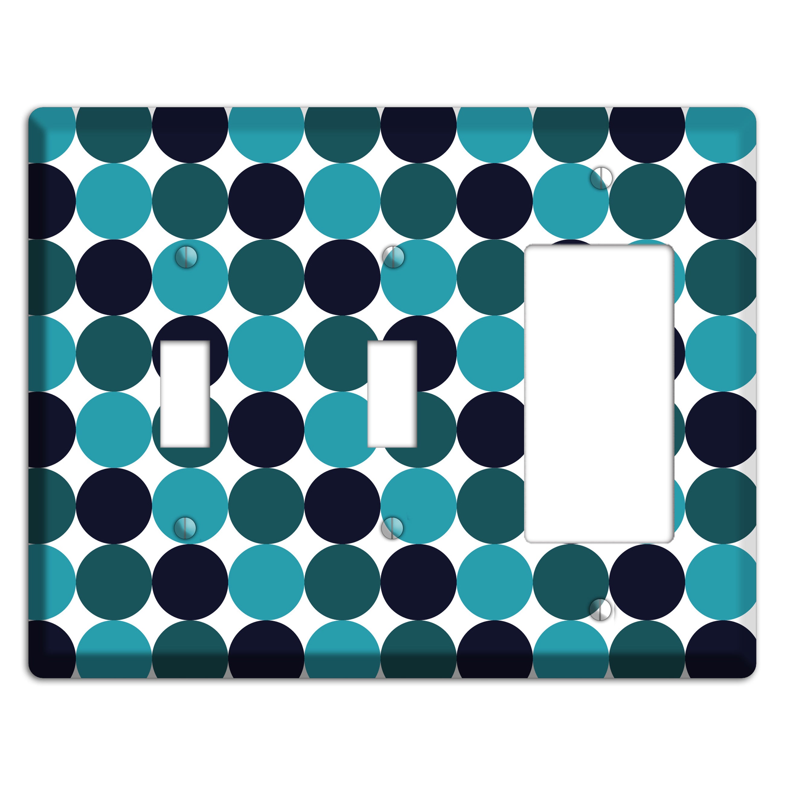 Multi Aqua Tiled Dots 2 Toggle / Rocker Wallplate
