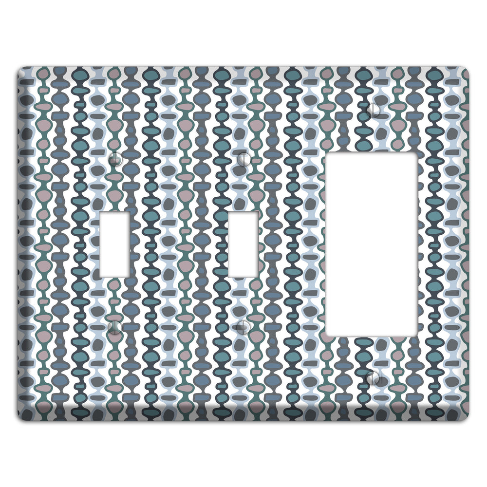 Grey and Multi Blue Bead and Reel 2 Toggle / Rocker Wallplate