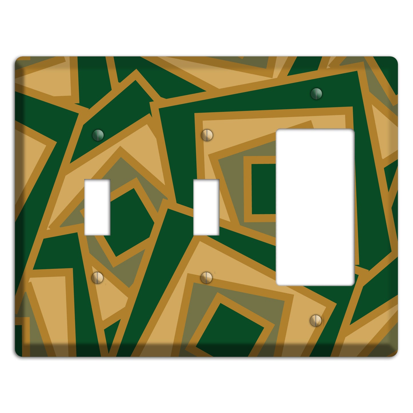 Green and Beige Retro Cubist 2 Toggle / Rocker Wallplate