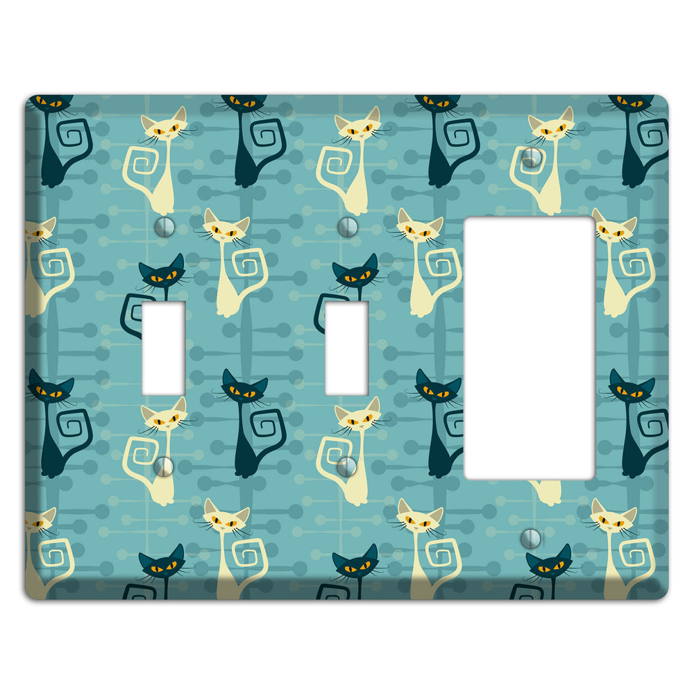 Black and Yellow Kitties 2 Toggle / Rocker Wallplate