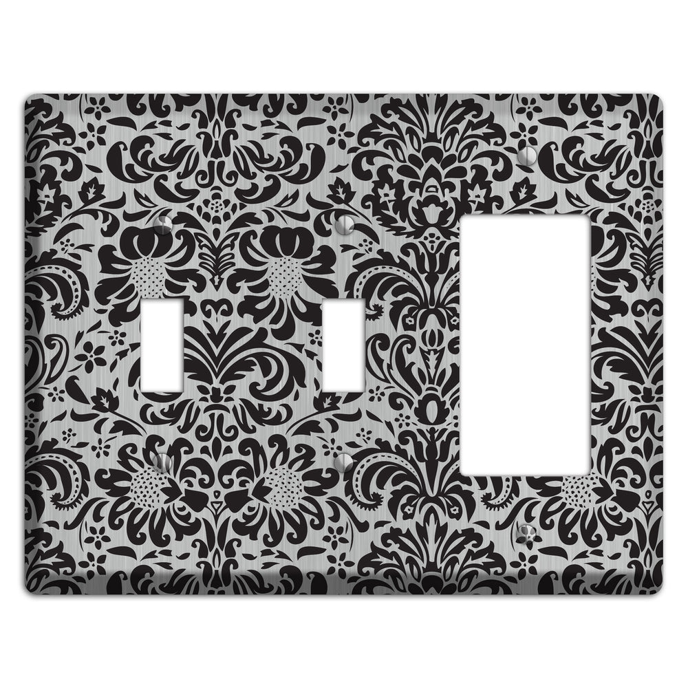Black Toile Stainless Steel 2 Toggle / Rocker Wallplate