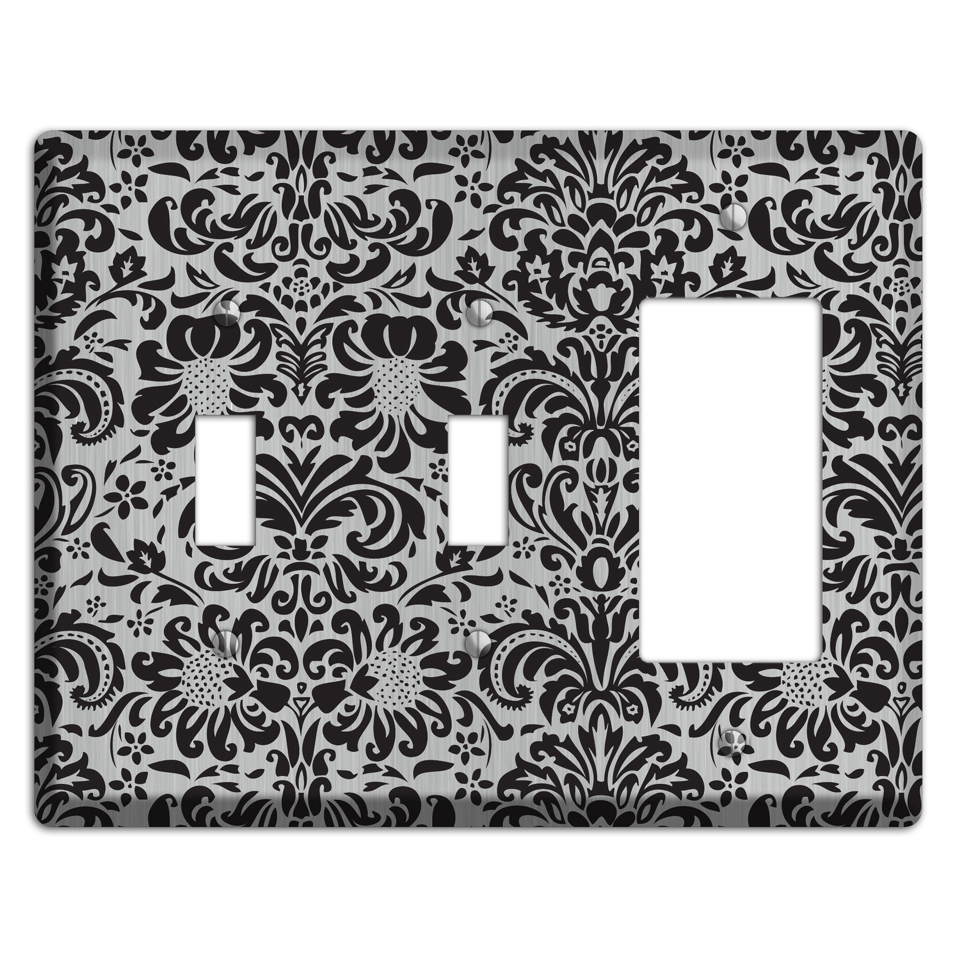 Black Toile  Stainless 2 Toggle / Rocker Wallplate