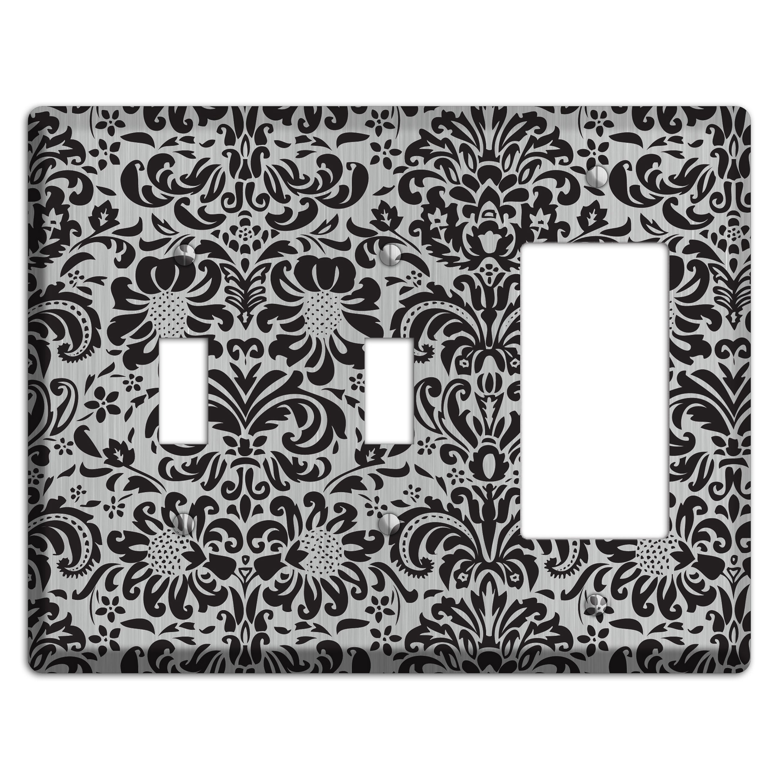 Black Toile  Stainless 2 Toggle / Rocker Wallplate
