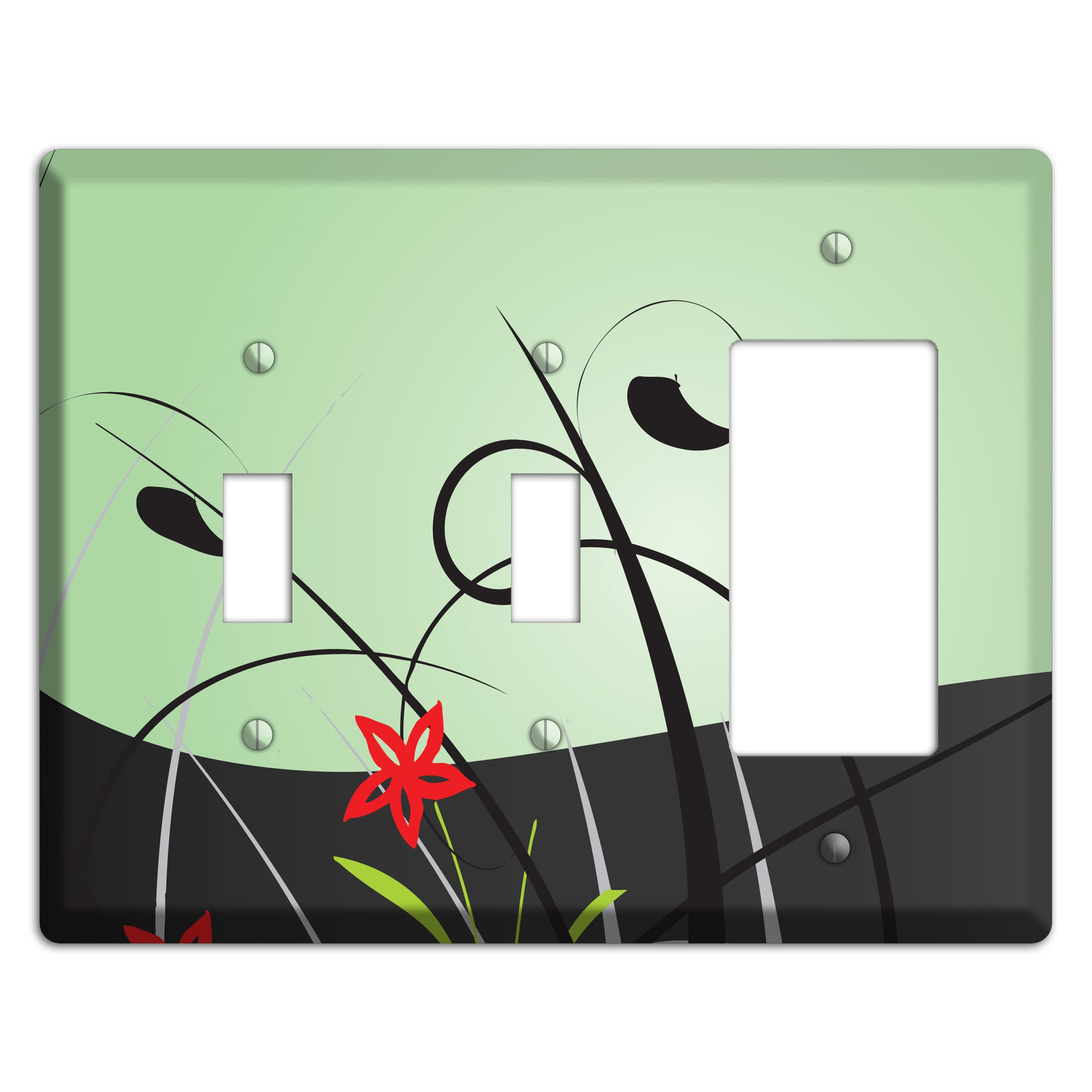 Mint Green Floral Sprig 2 Toggle / Rocker Wallplate