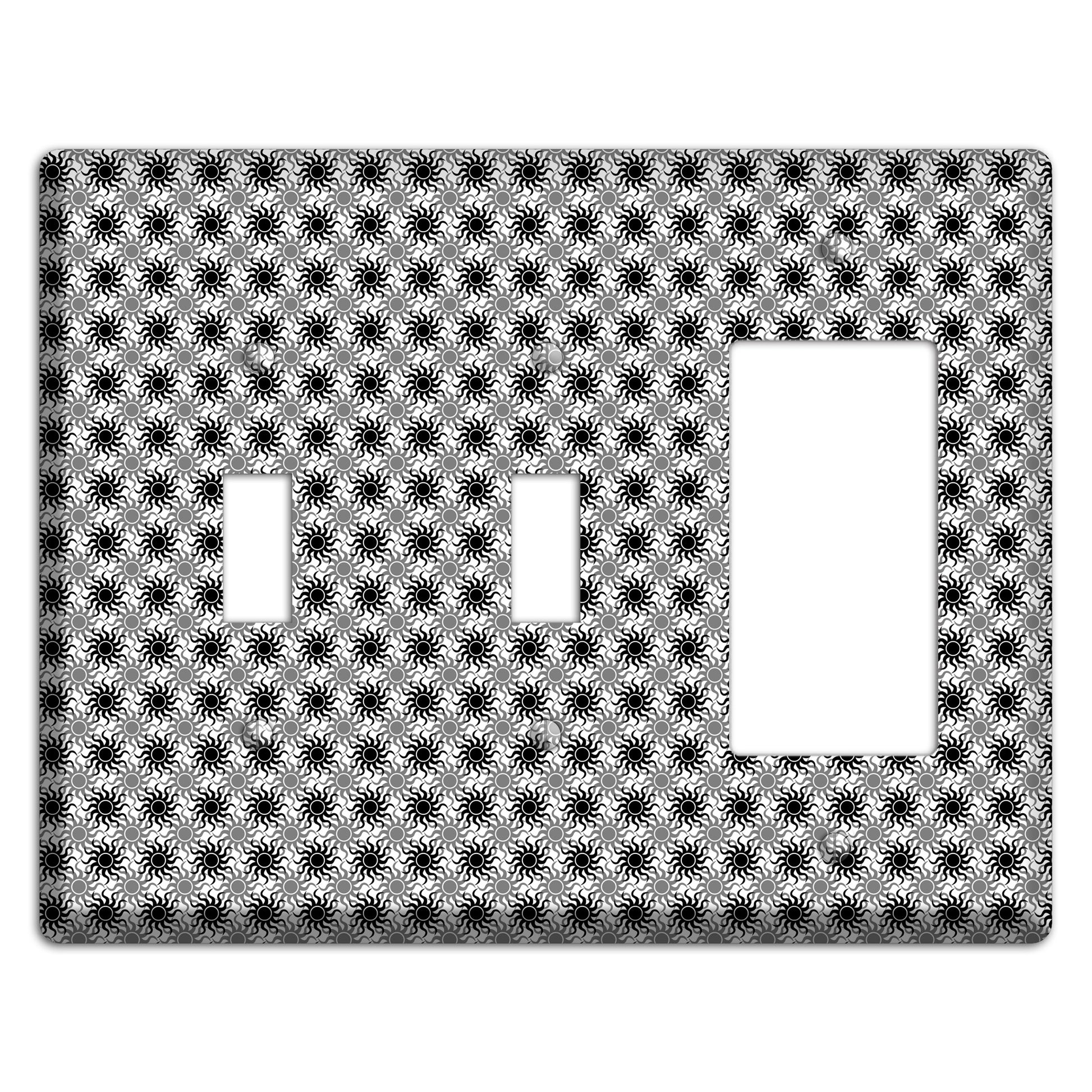 Black and Grey Sun Contour 2 Toggle / Rocker Wallplate