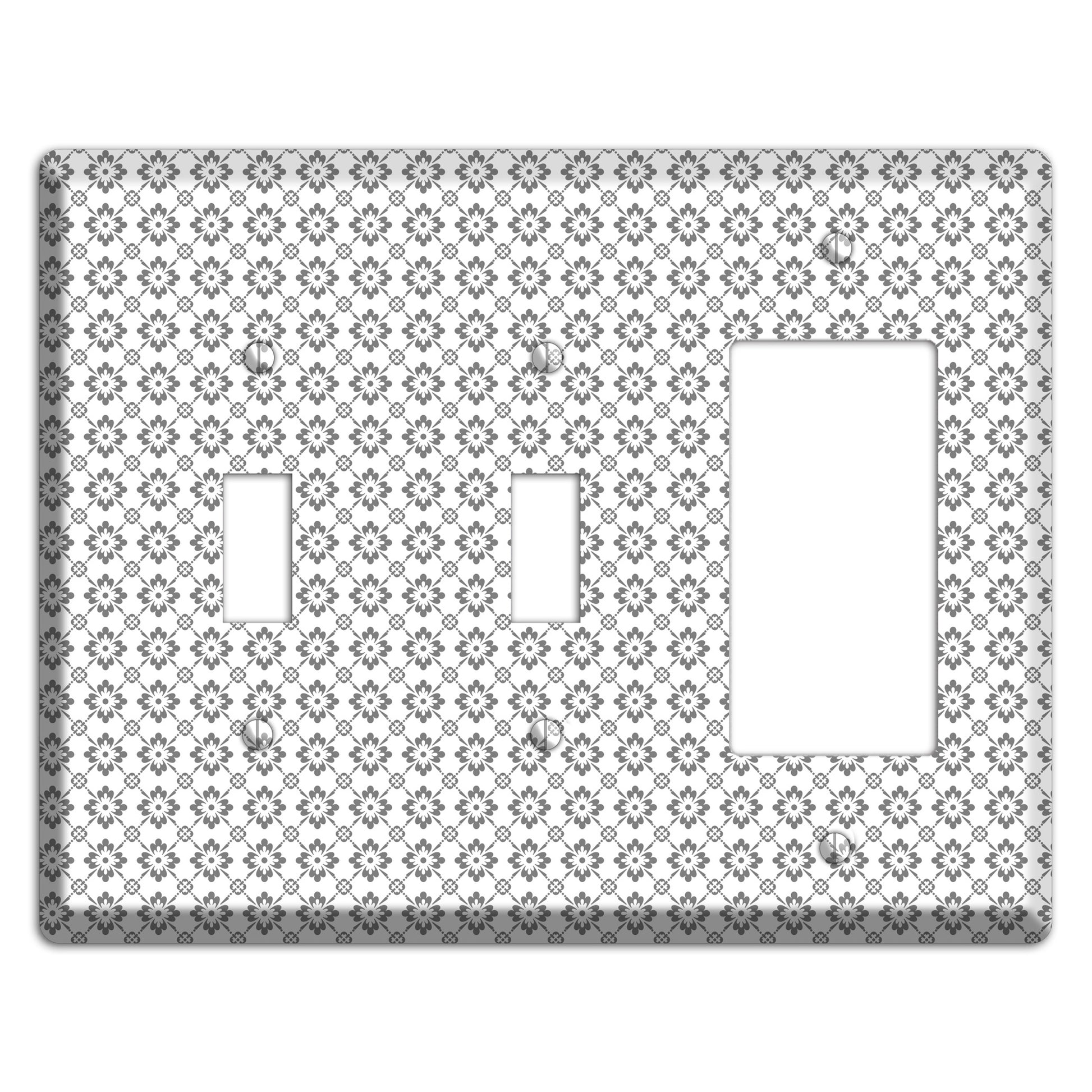 White with Grey Foulard 2 Toggle / Rocker Wallplate