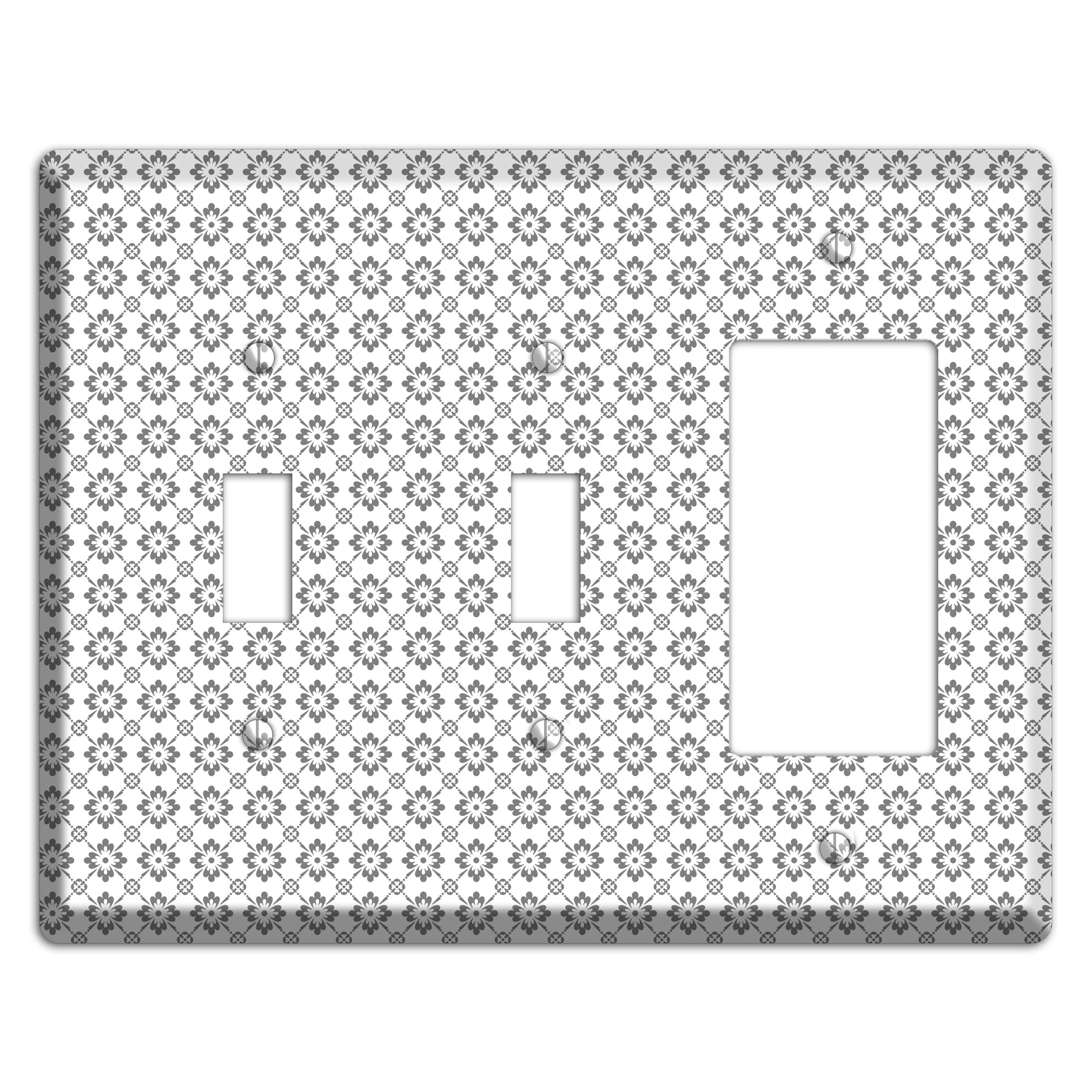 White with Grey Foulard 2 Toggle / Rocker Wallplate