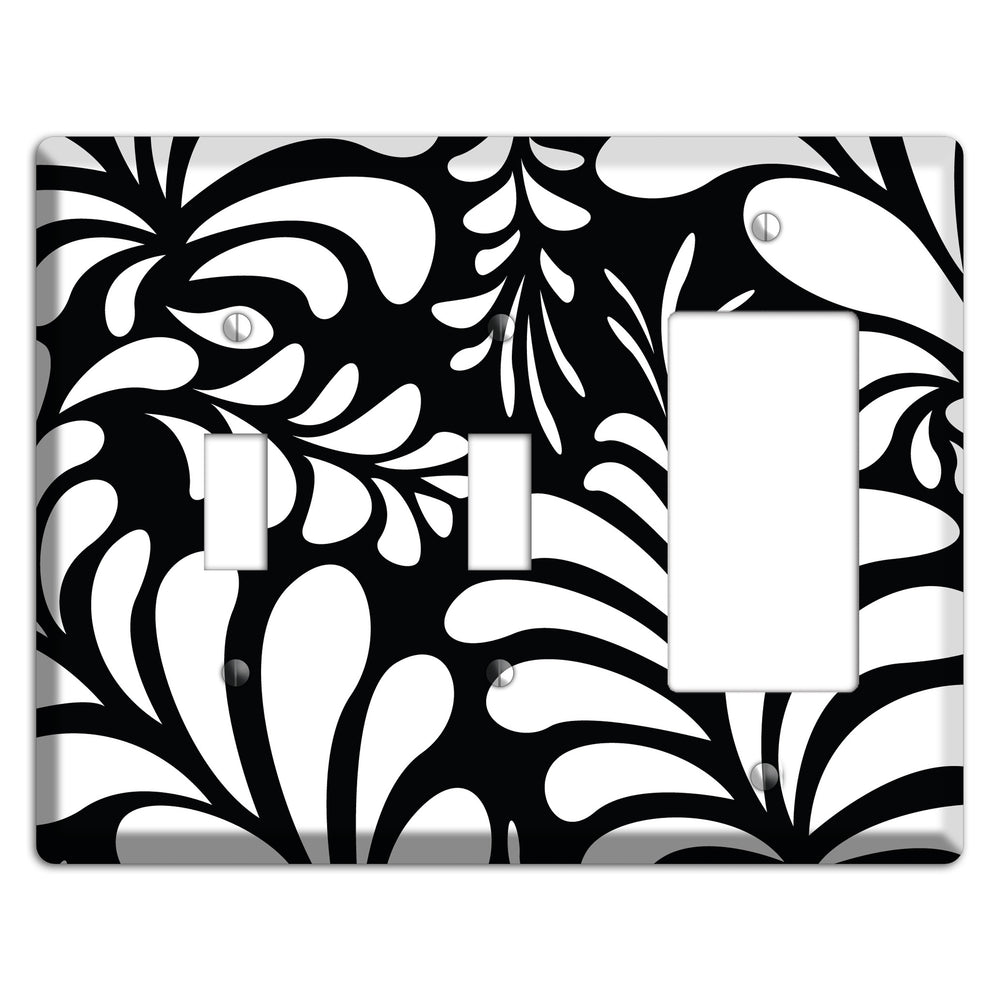 Black with White Herati 2 Toggle / Rocker Wallplate
