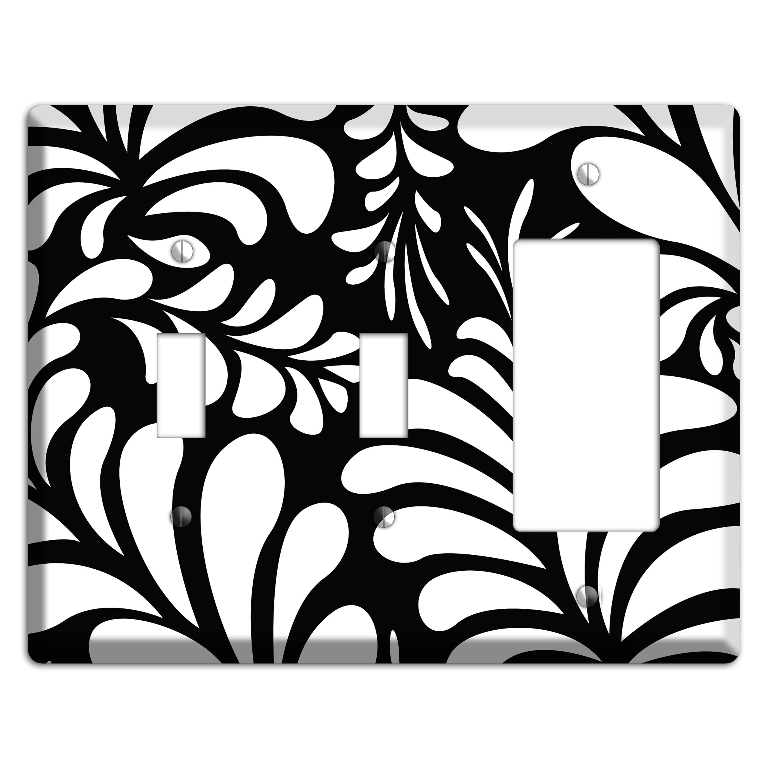 Black with White Herati 2 Toggle / Rocker Wallplate