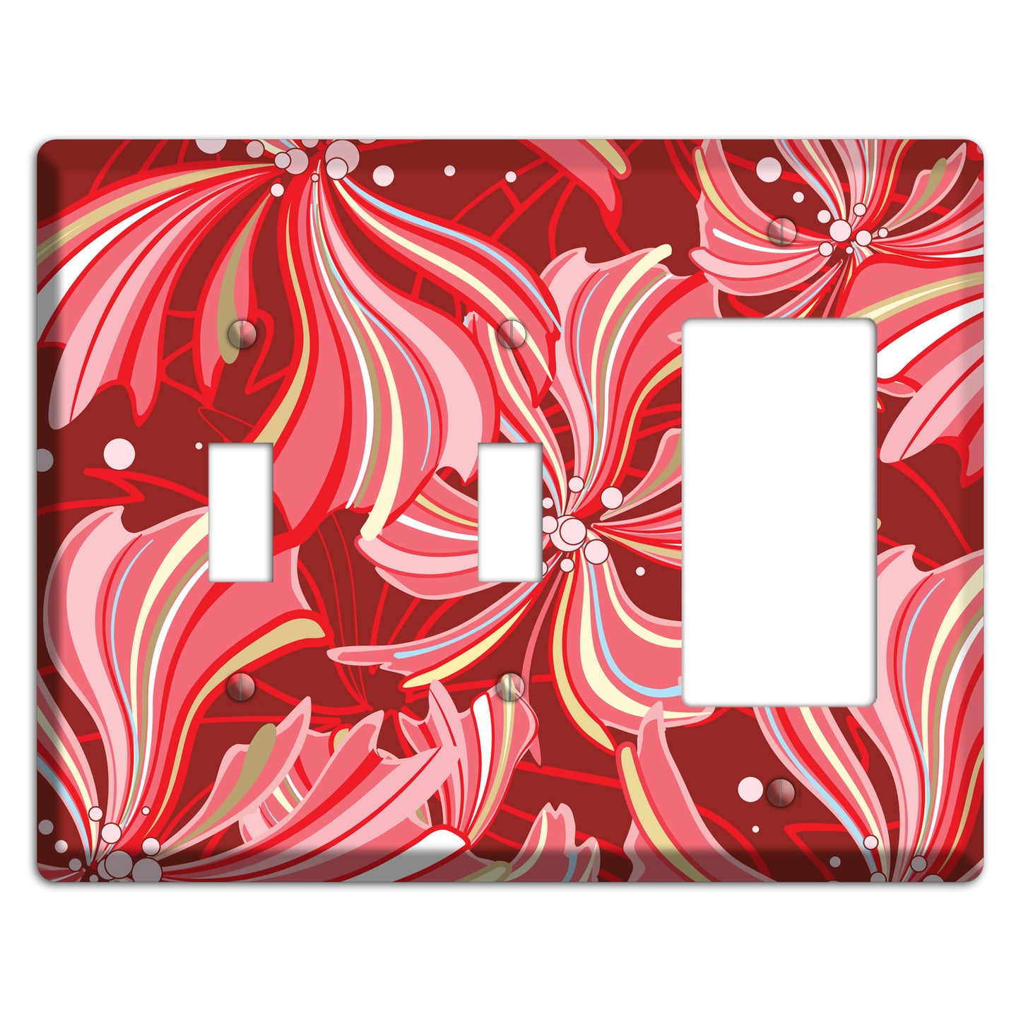 Red Deco Blossoms 2 Toggle / Rocker Wallplate