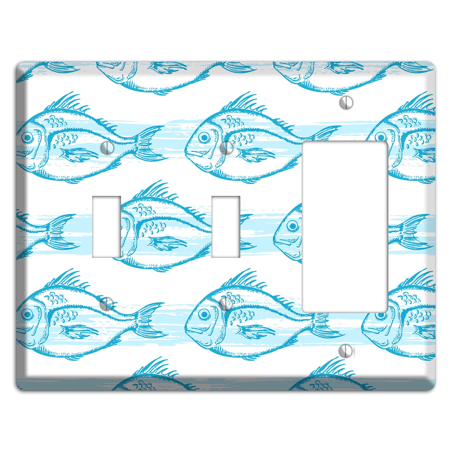 Blue Fish 2 Toggle / Rocker Wallplate