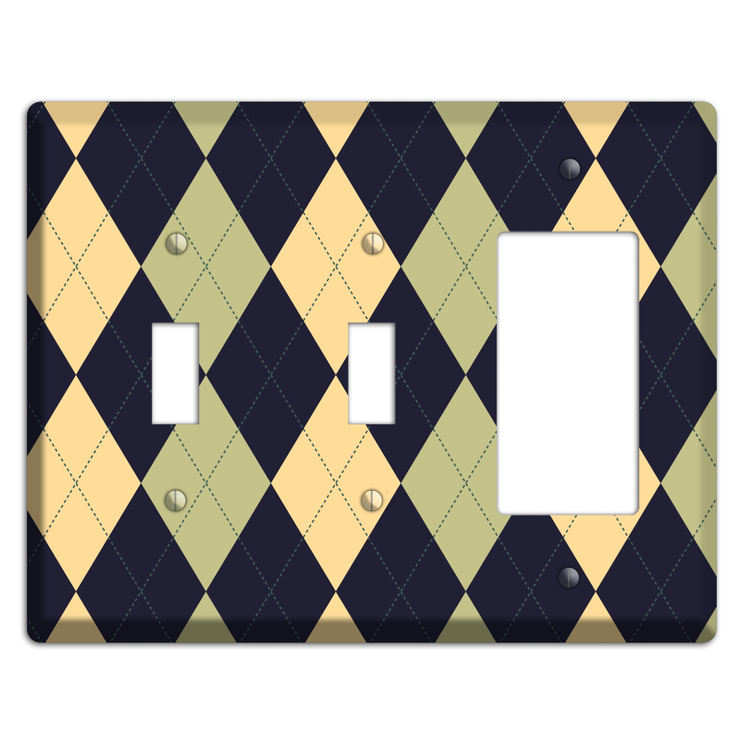 Yellow and Tan Argyle 2 Toggle / Rocker Wallplate