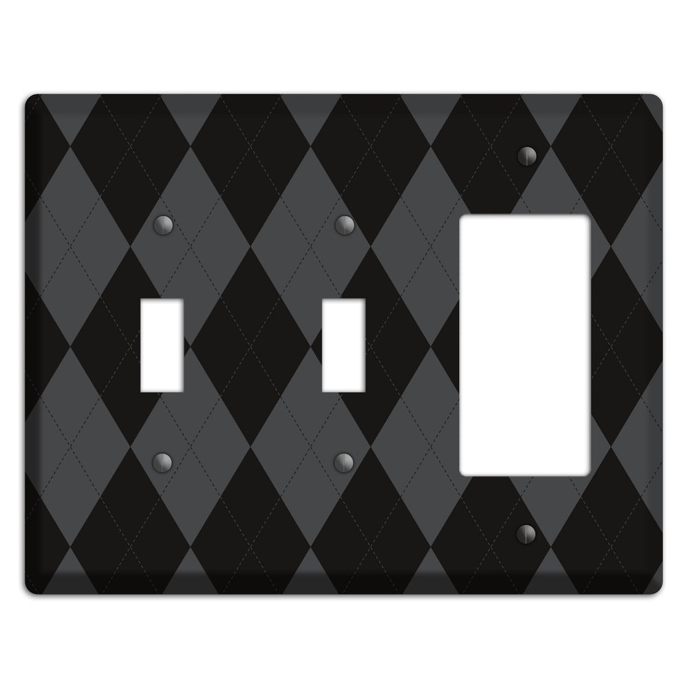 Black and Grey Argyle 2 Toggle / Rocker Wallplate