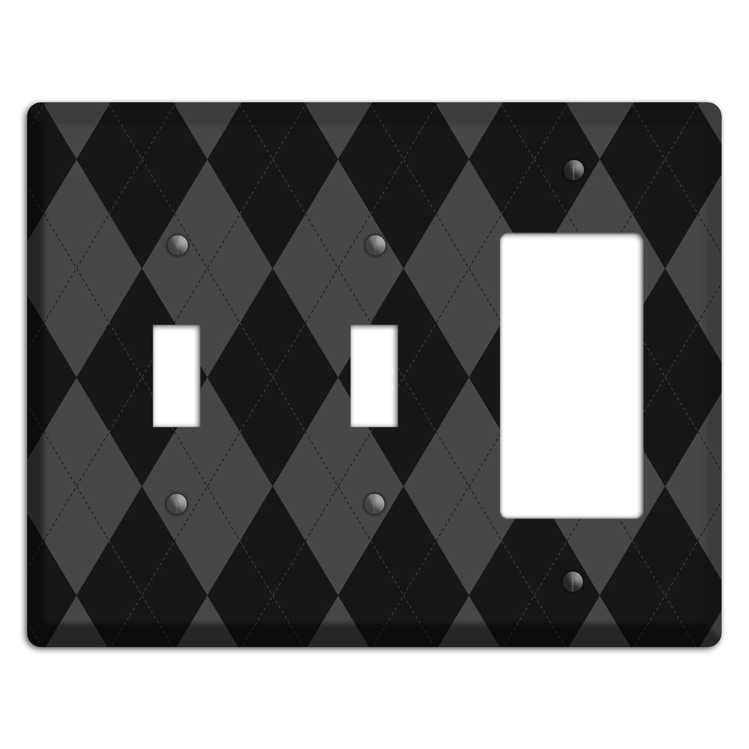 Black and Grey Argyle 2 Toggle / Rocker Wallplate