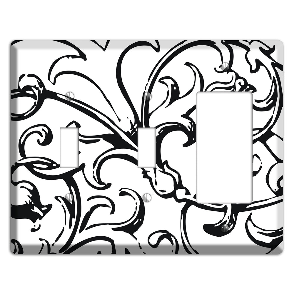 Victorian Black and White 2 Toggle / Rocker Wallplate