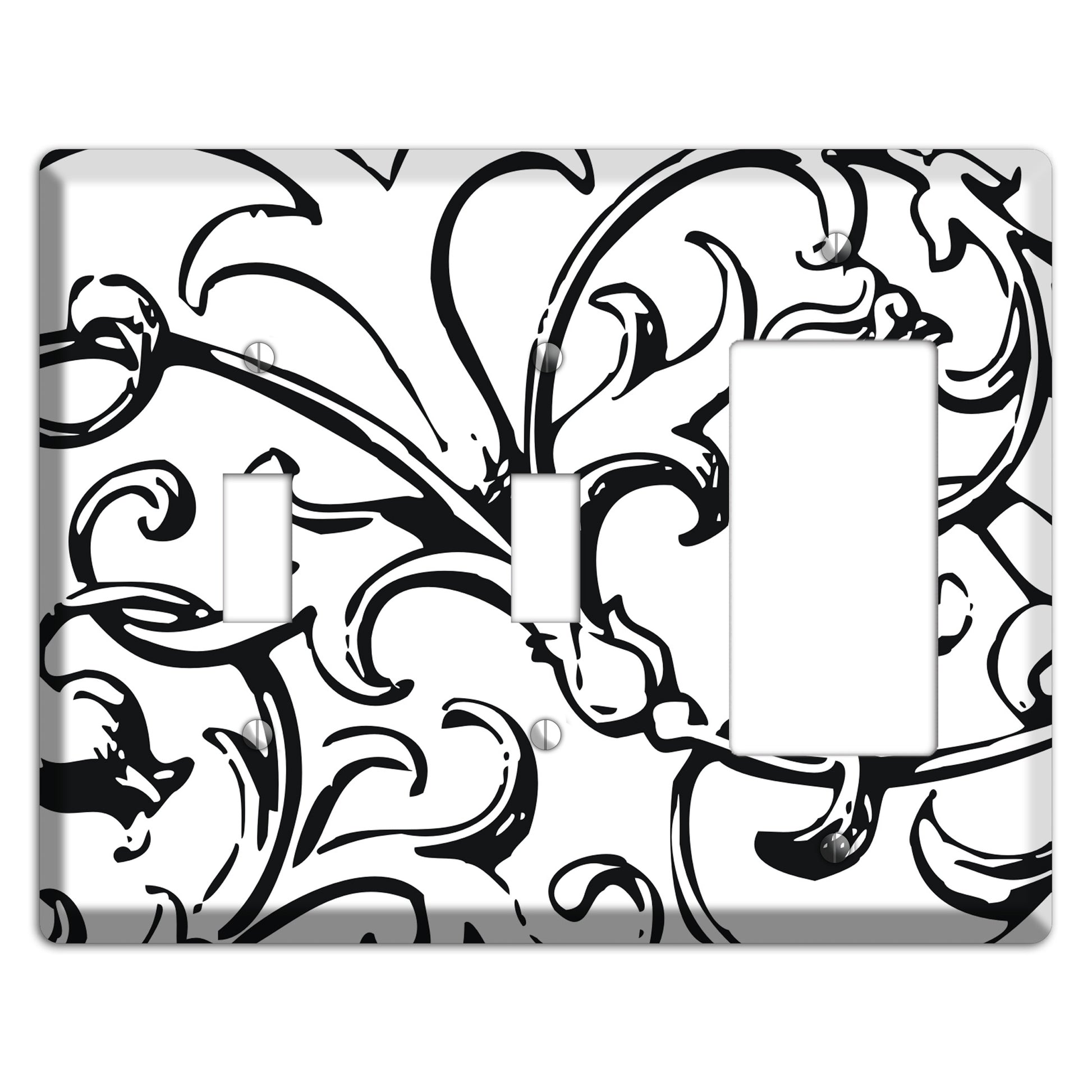 Victorian Black and White 2 Toggle / Rocker Wallplate