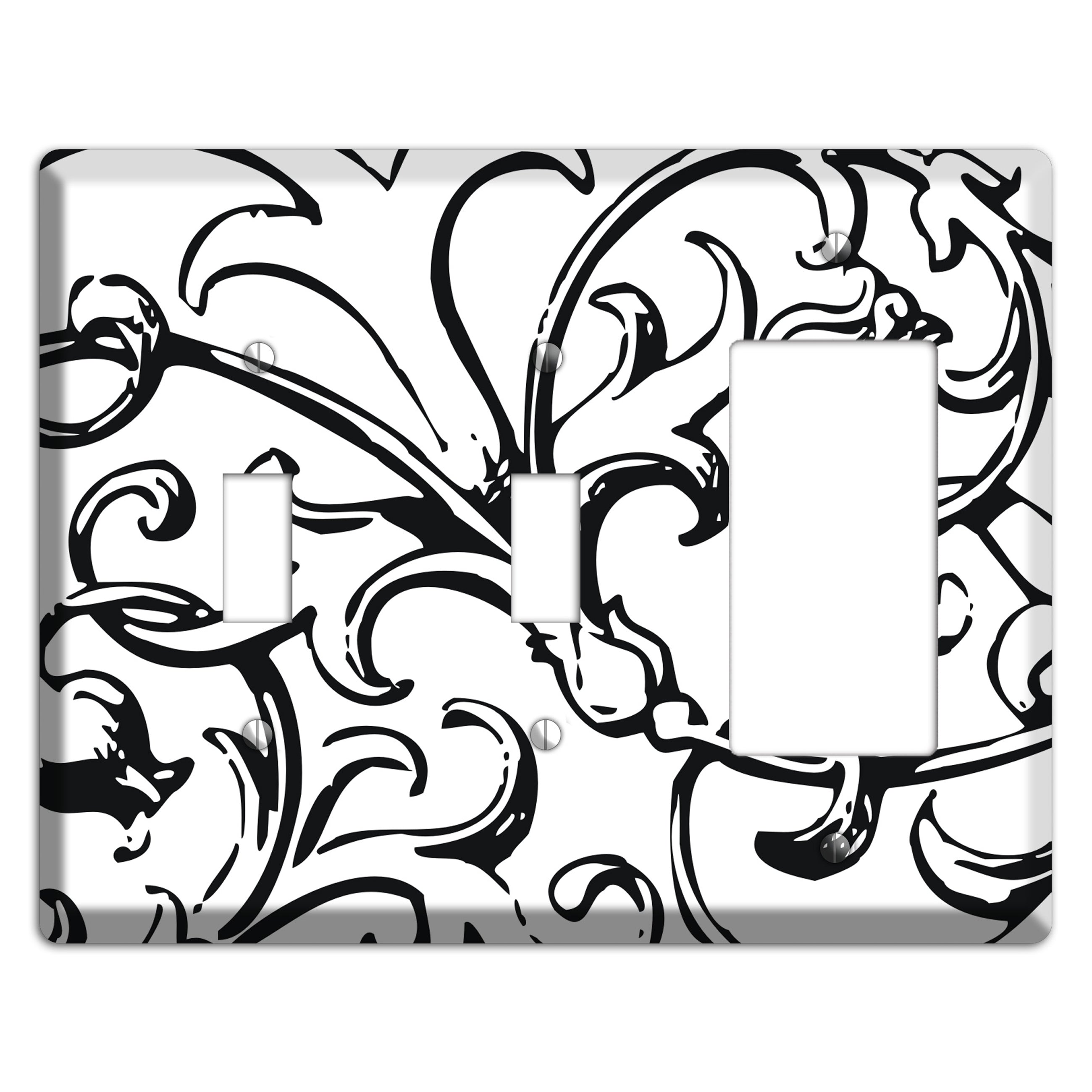 Victorian Black and White 2 Toggle / Rocker Wallplate