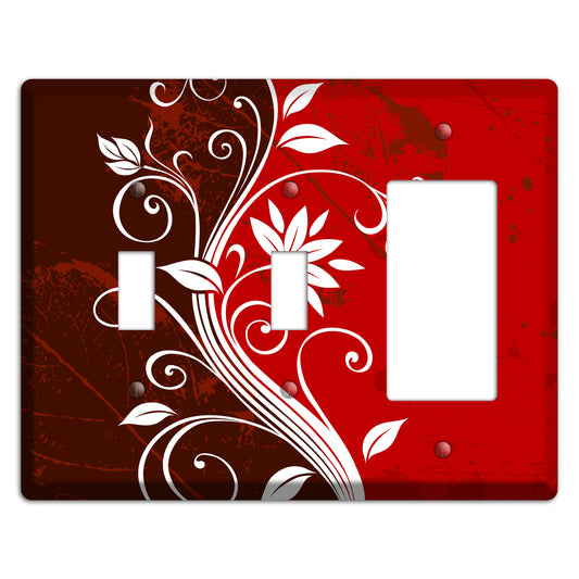 Burgundy and Red Deco Floral 2 Toggle / Rocker Wallplate
