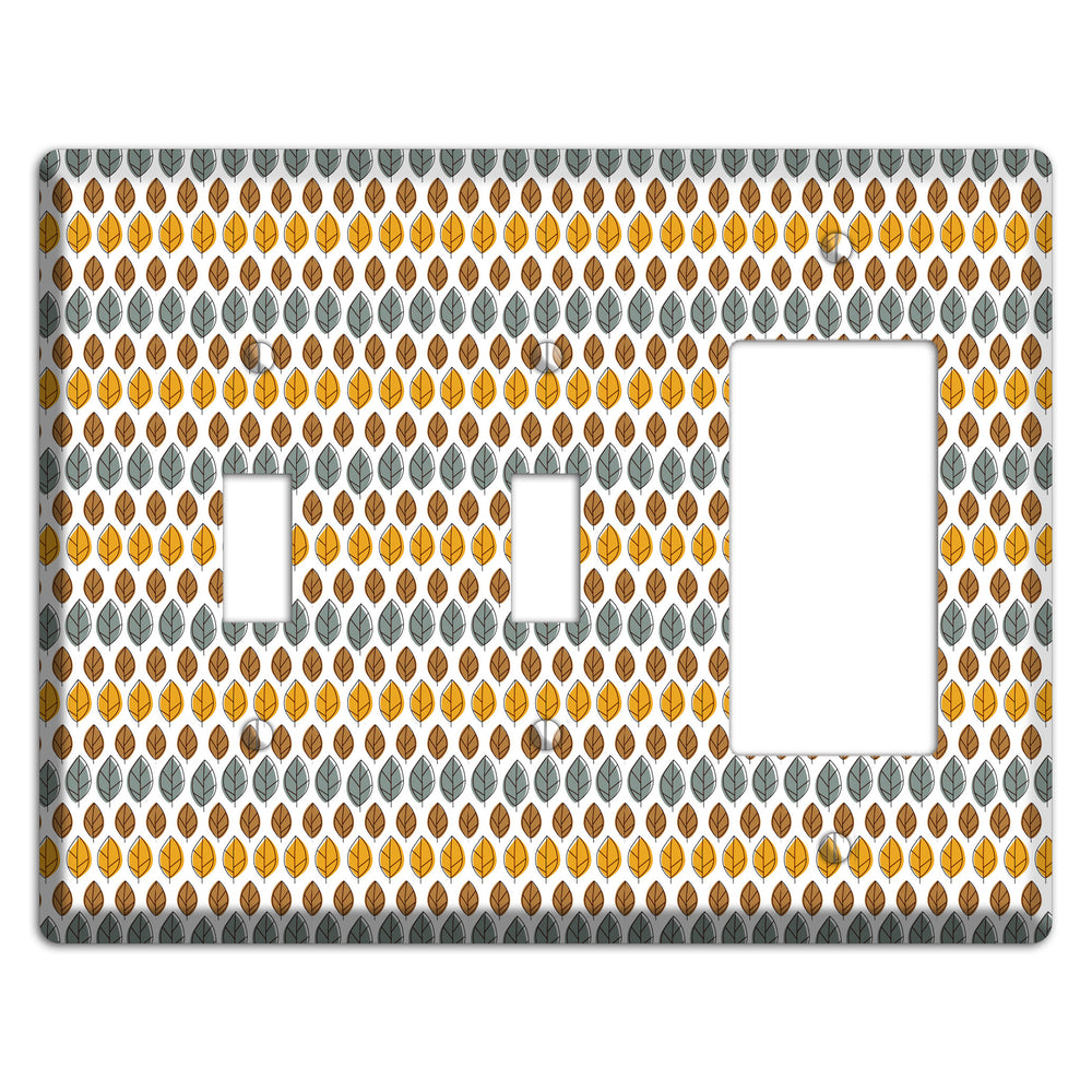 Grey Umber Mustard Dusty Blue Leaf Contour 2 Toggle / Rocker Wallplate
