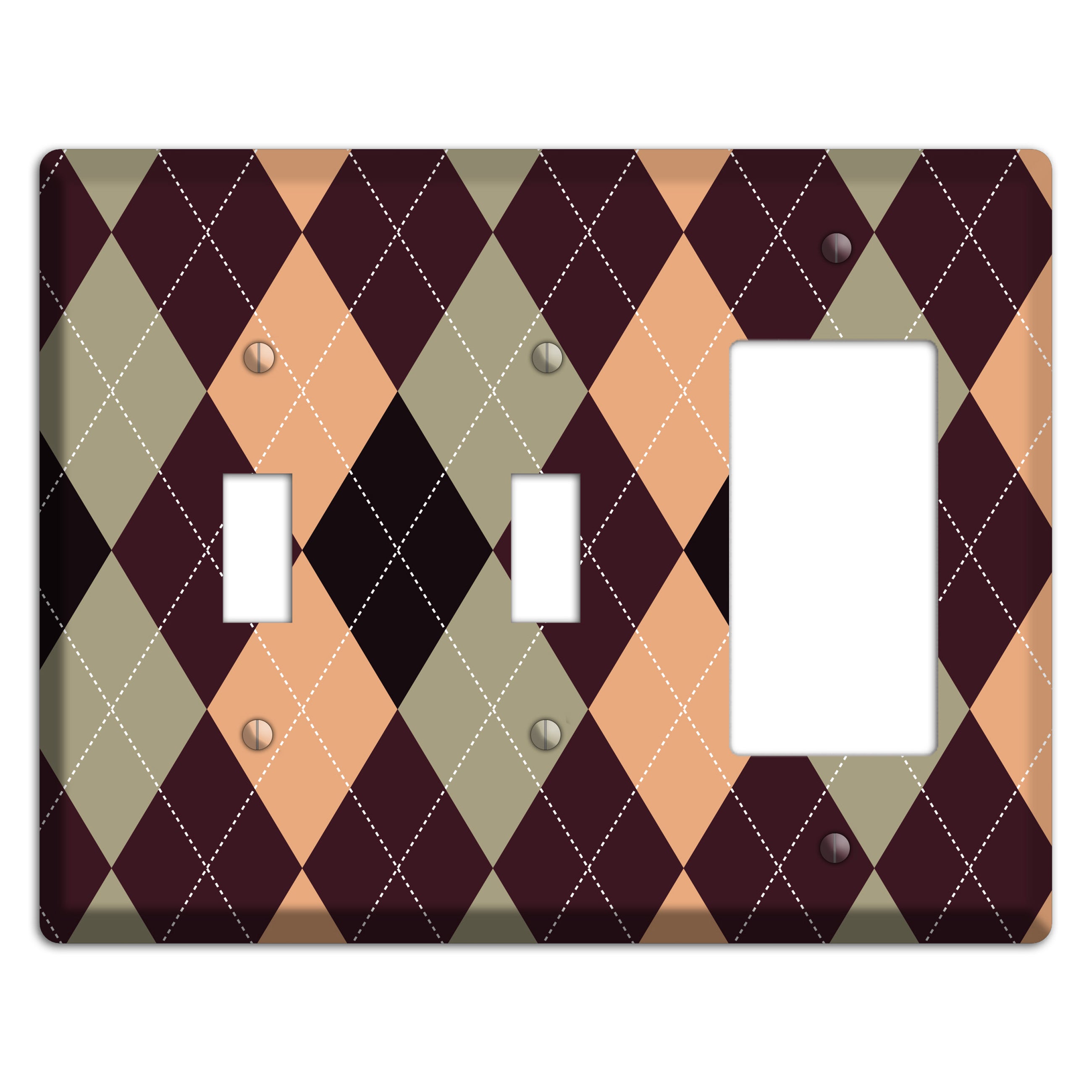 Beige and Brown Argyle 2 Toggle / Rocker Wallplate