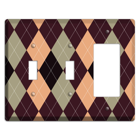 Beige and Brown Argyle 2 Toggle / Rocker Wallplate