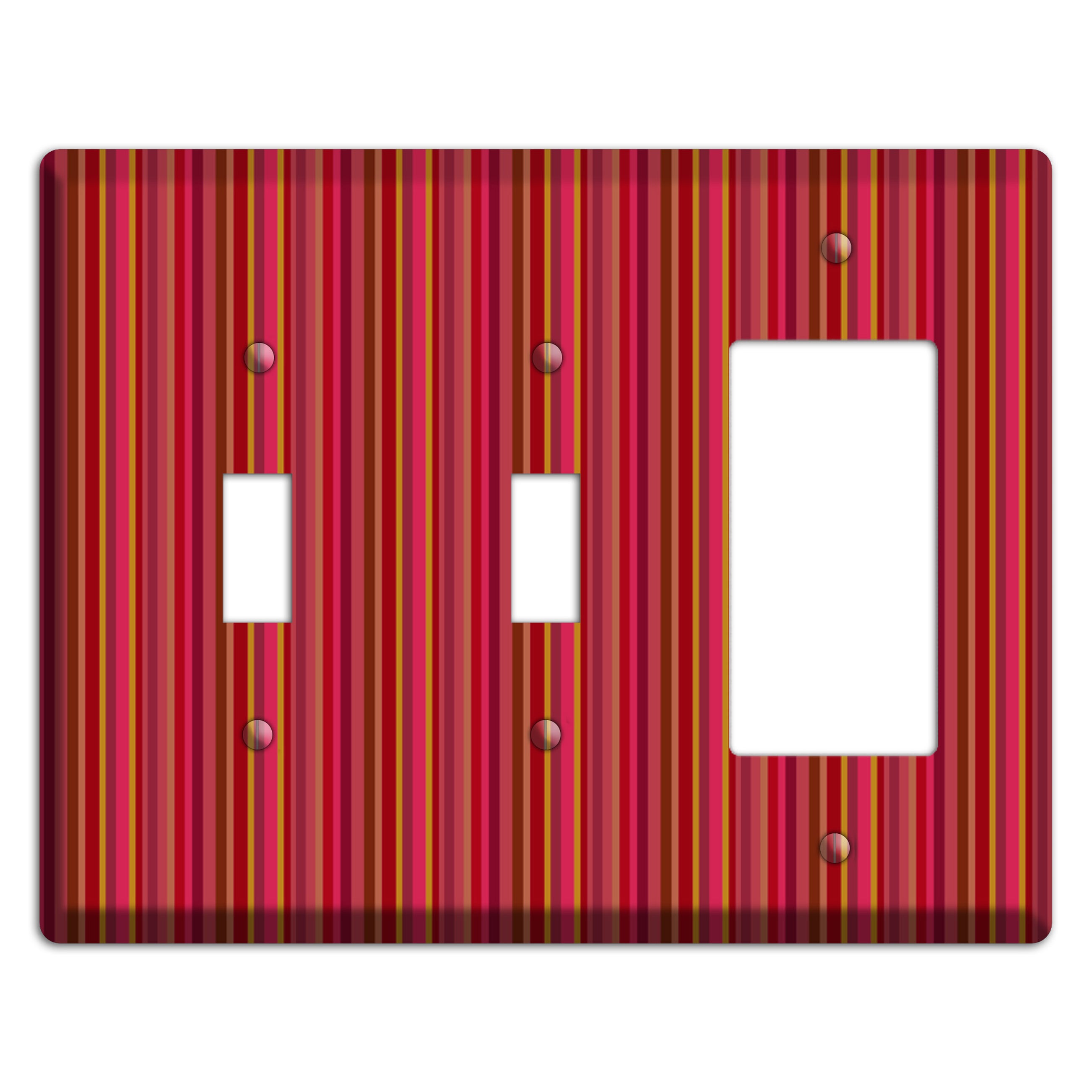 Multi Red Vertical Stripes 2 2 Toggle / Rocker Wallplate
