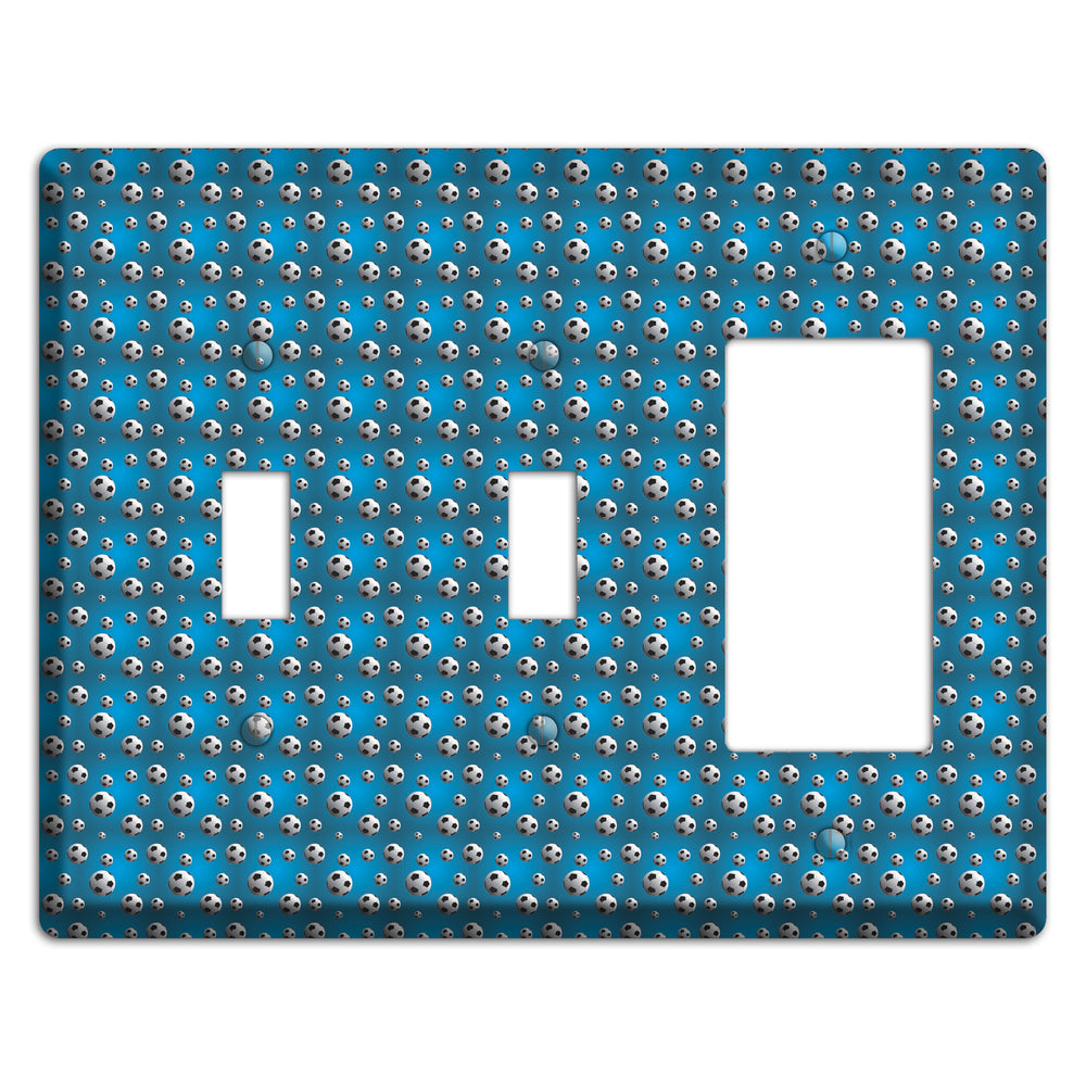 Blue with Soccer Balls 2 Toggle / Rocker Wallplate