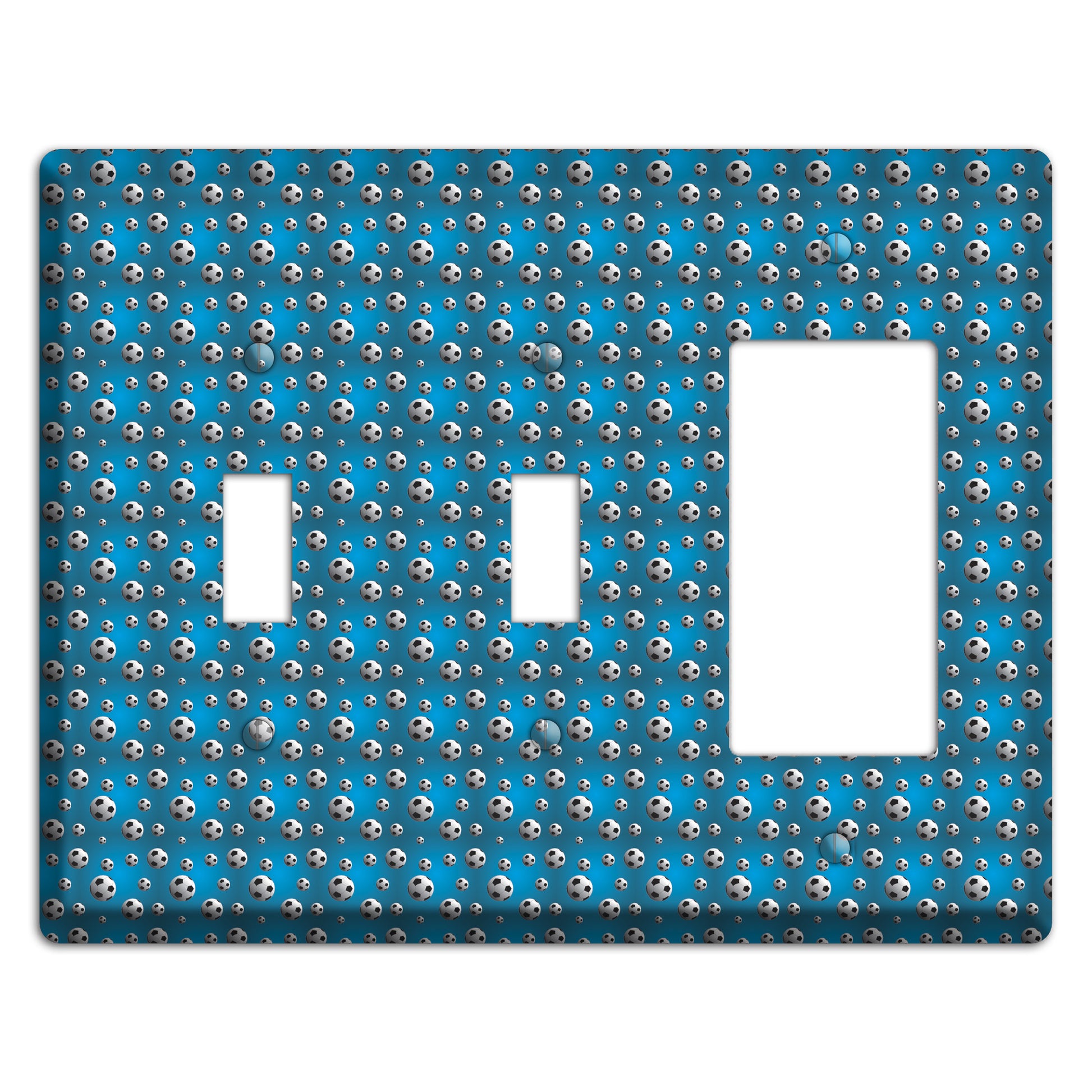 Blue with Soccer Balls 2 Toggle / Rocker Wallplate