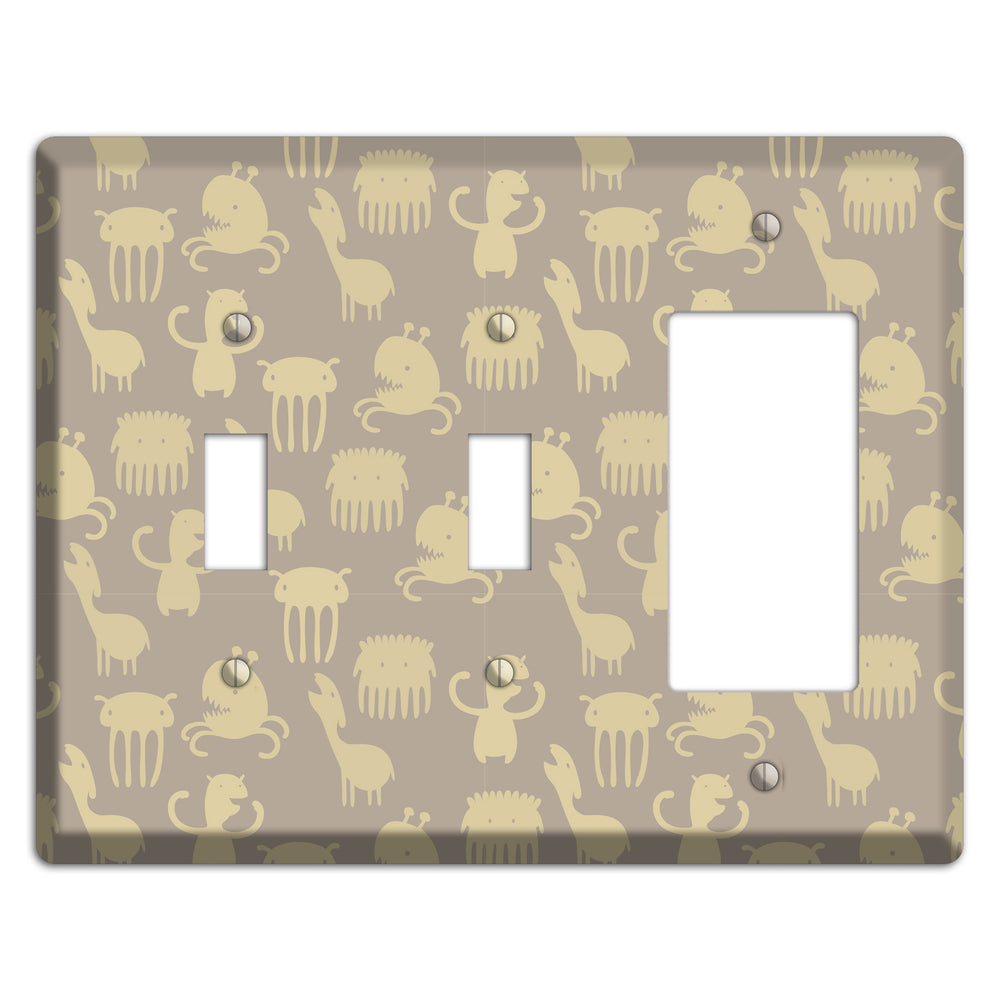 Silly Monsters Brown 2 Toggle / Rocker Wallplate