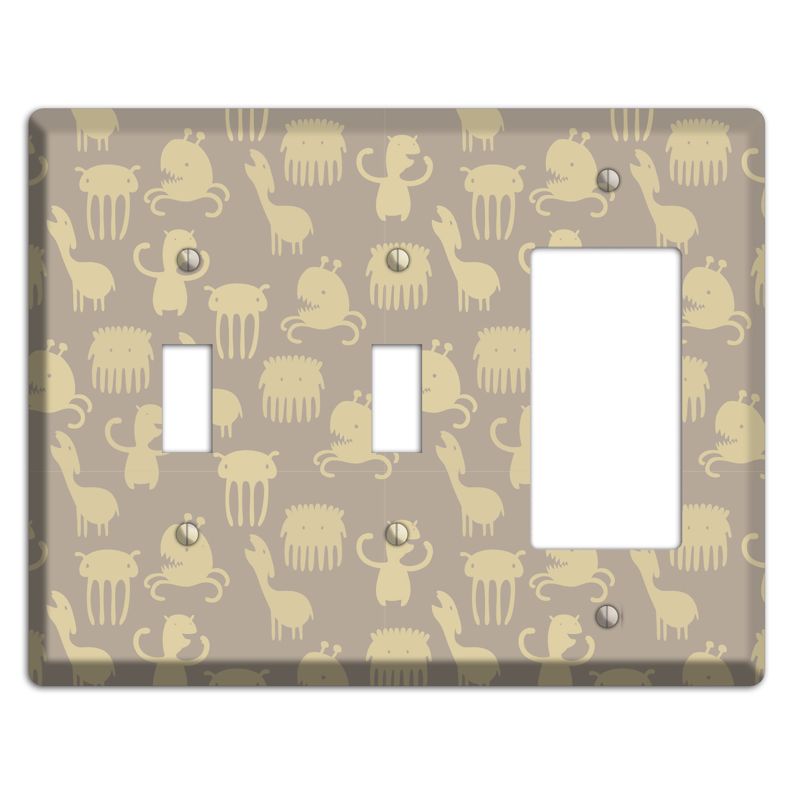 Silly Monsters Brown 2 Toggle / Rocker Wallplate