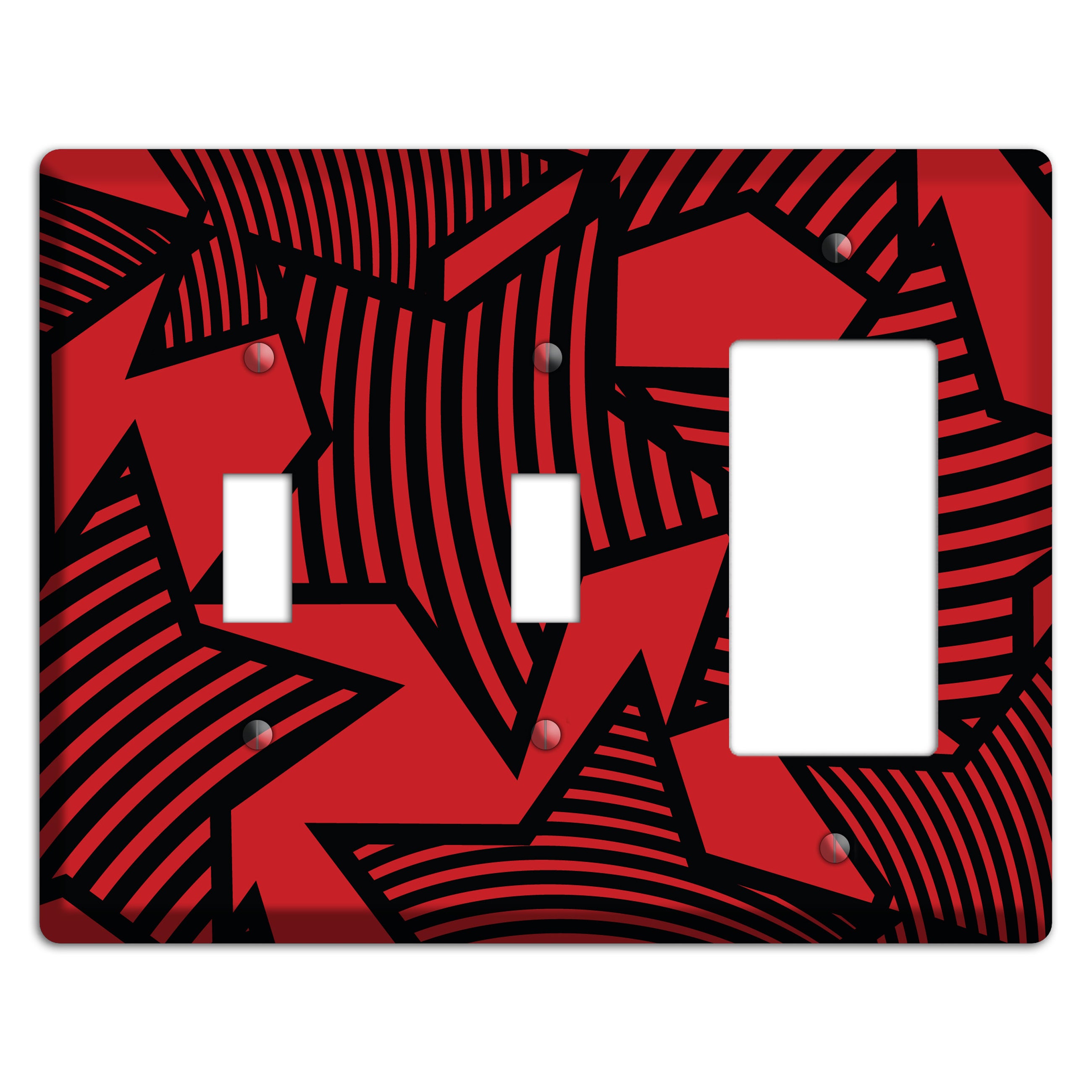 Red with Large Black Stars 2 Toggle / Rocker Wallplate