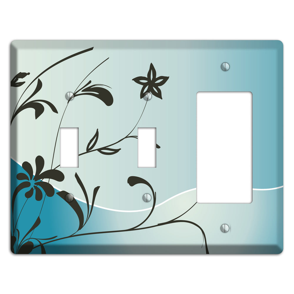 Blue-grey Floral Sprig 2 Toggle / Rocker Wallplate
