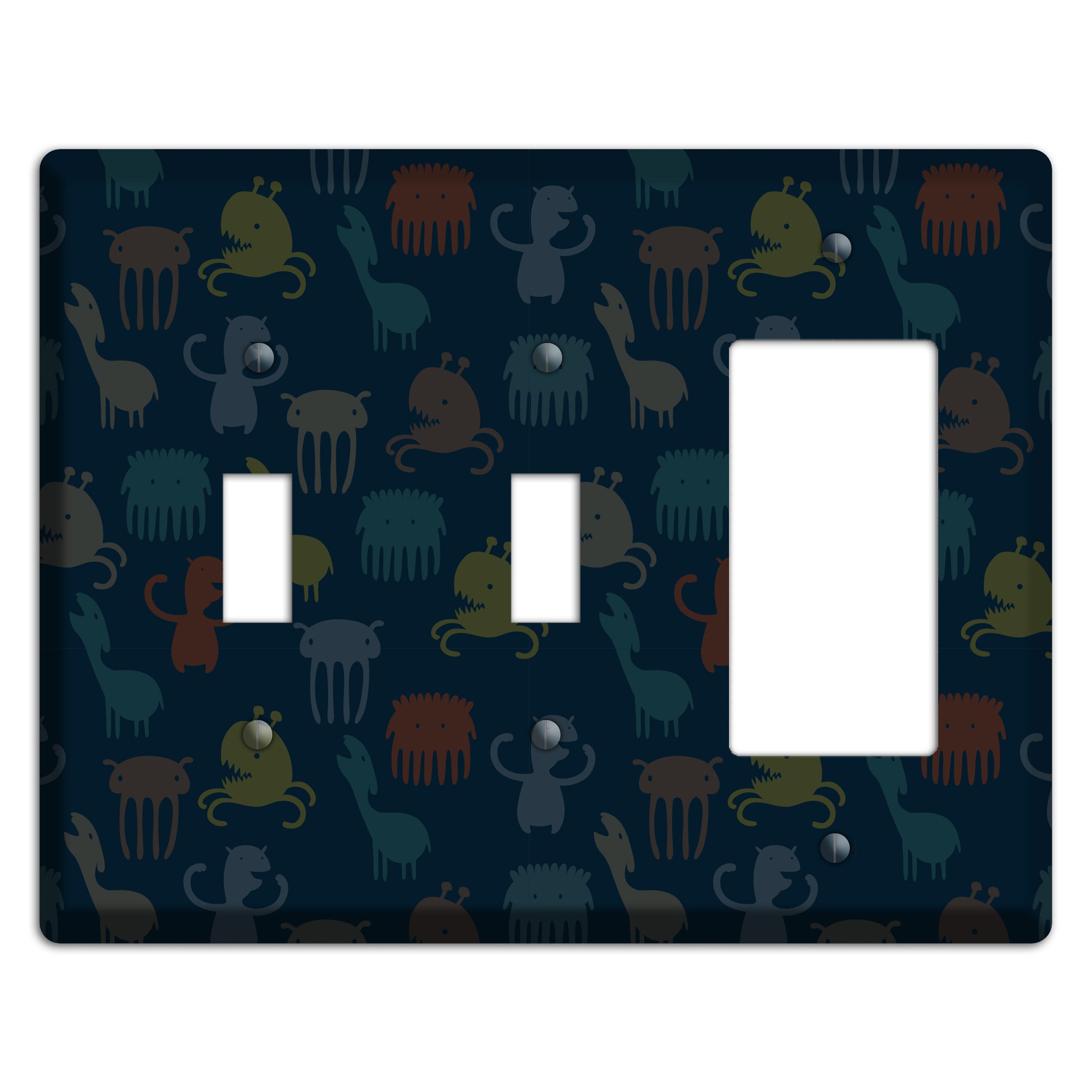 Silly Monsters Black 2 Toggle / Rocker Wallplate
