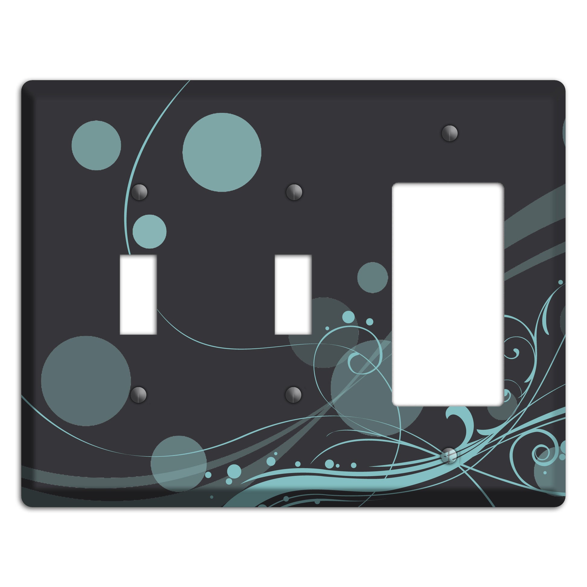 Dark Grey with Blue-grey Dots and Swirls 2 Toggle / Rocker Wallplate