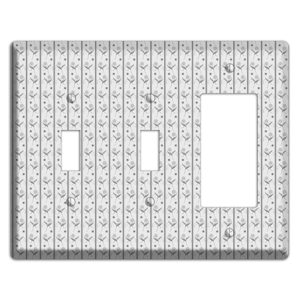 Grey Small Floral Pattern 2 Toggle / Rocker Wallplate